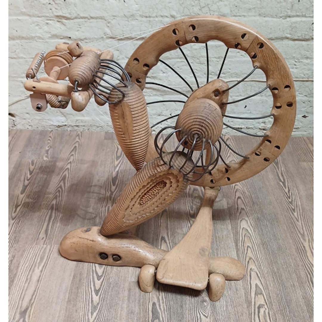 John Southworth Prescott (b1939), spinning wheel, wrought me...