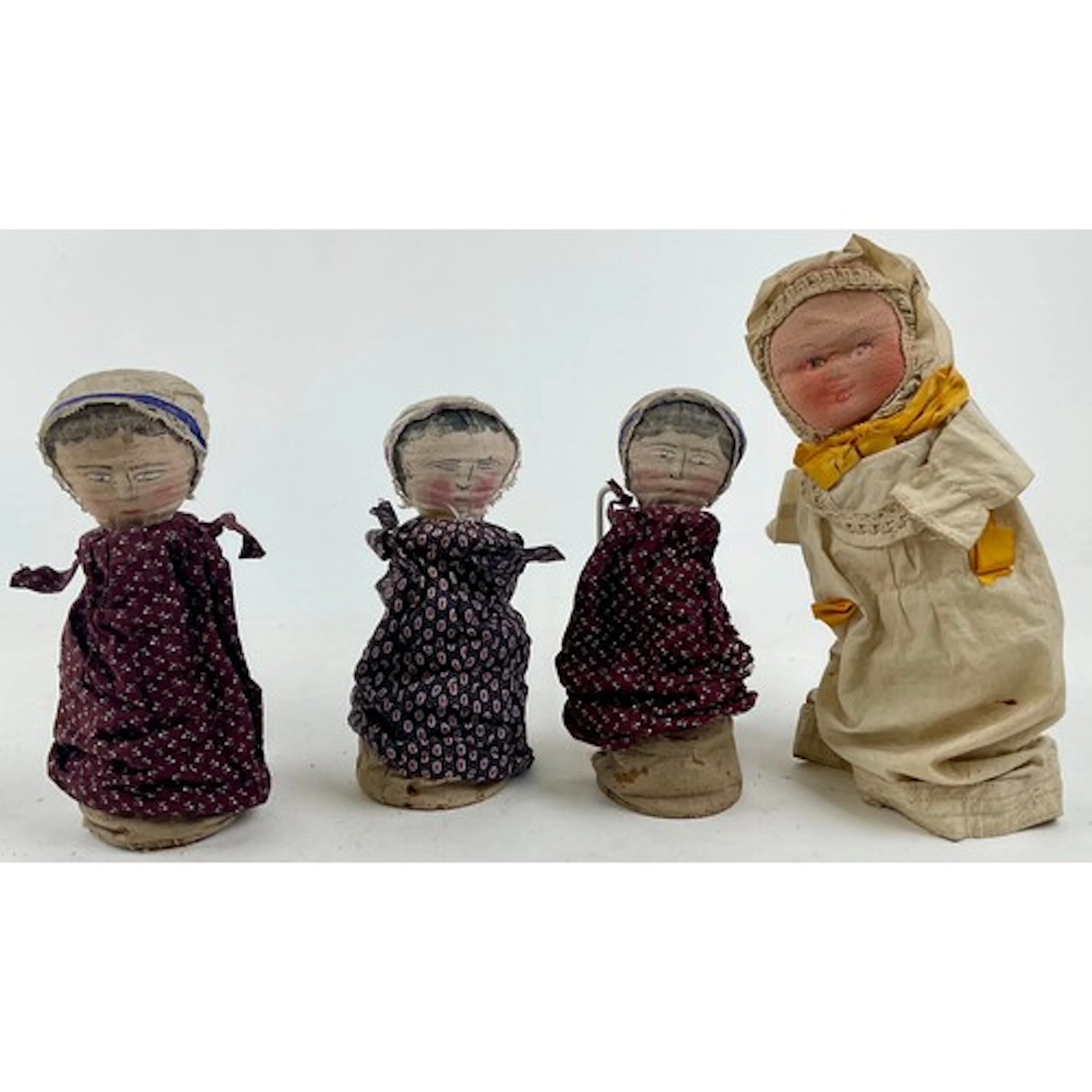 Four early 20th century folk art ‘Jack In A Box’ type rag do...