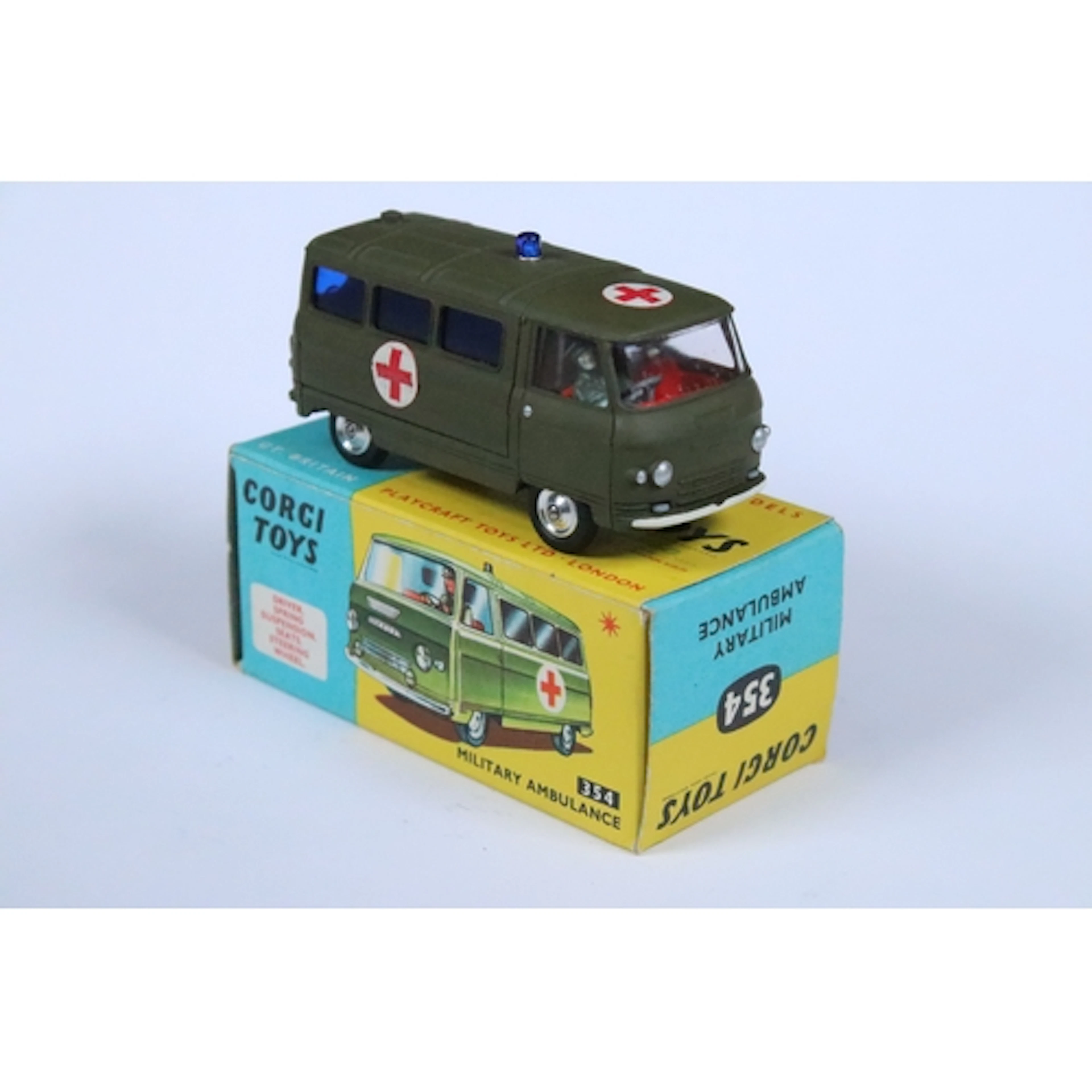 Boxed Corgi 354 Military Ambulance diecast model in military...