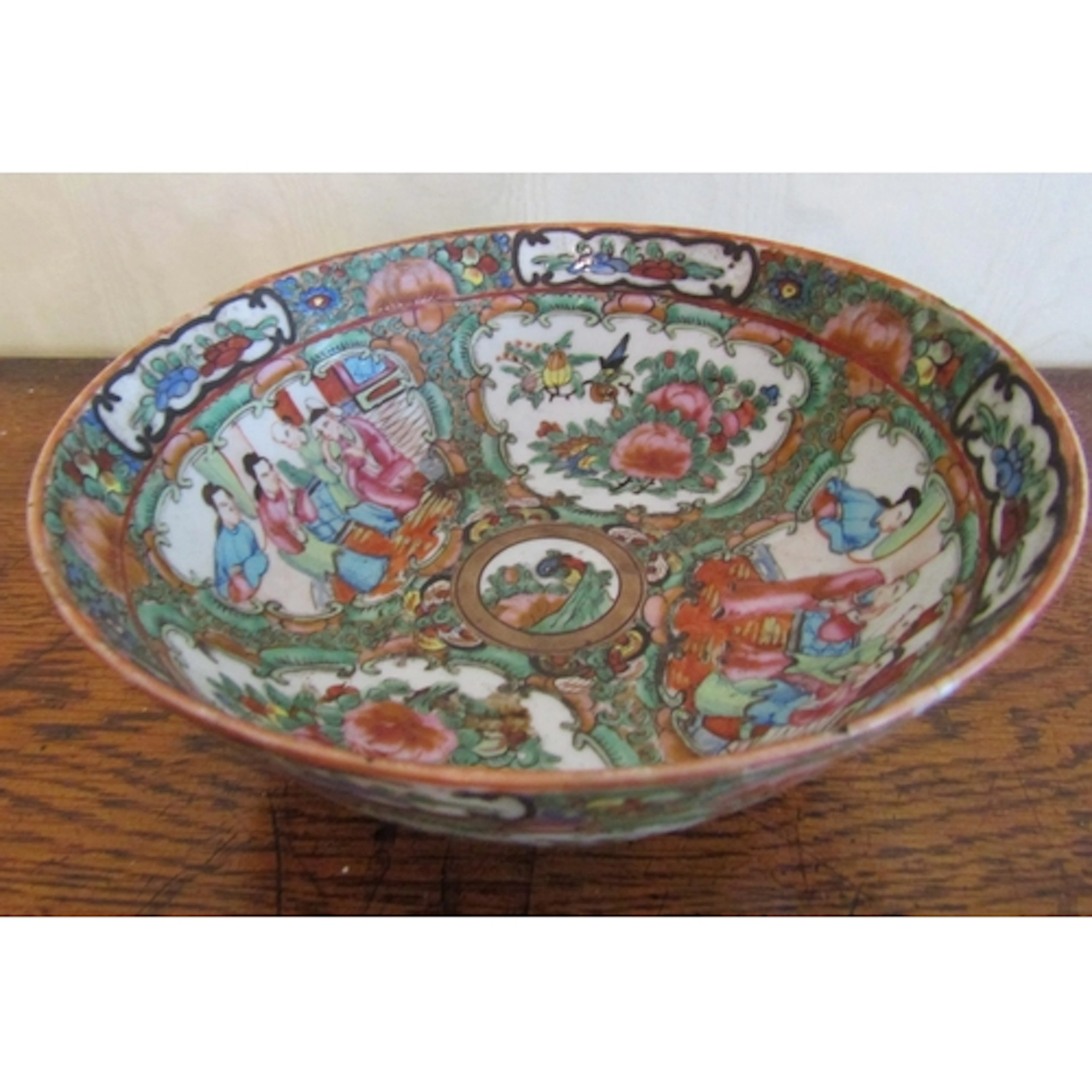 Antique Oriental Bowl Decorated with Various Court Scenes Ap...