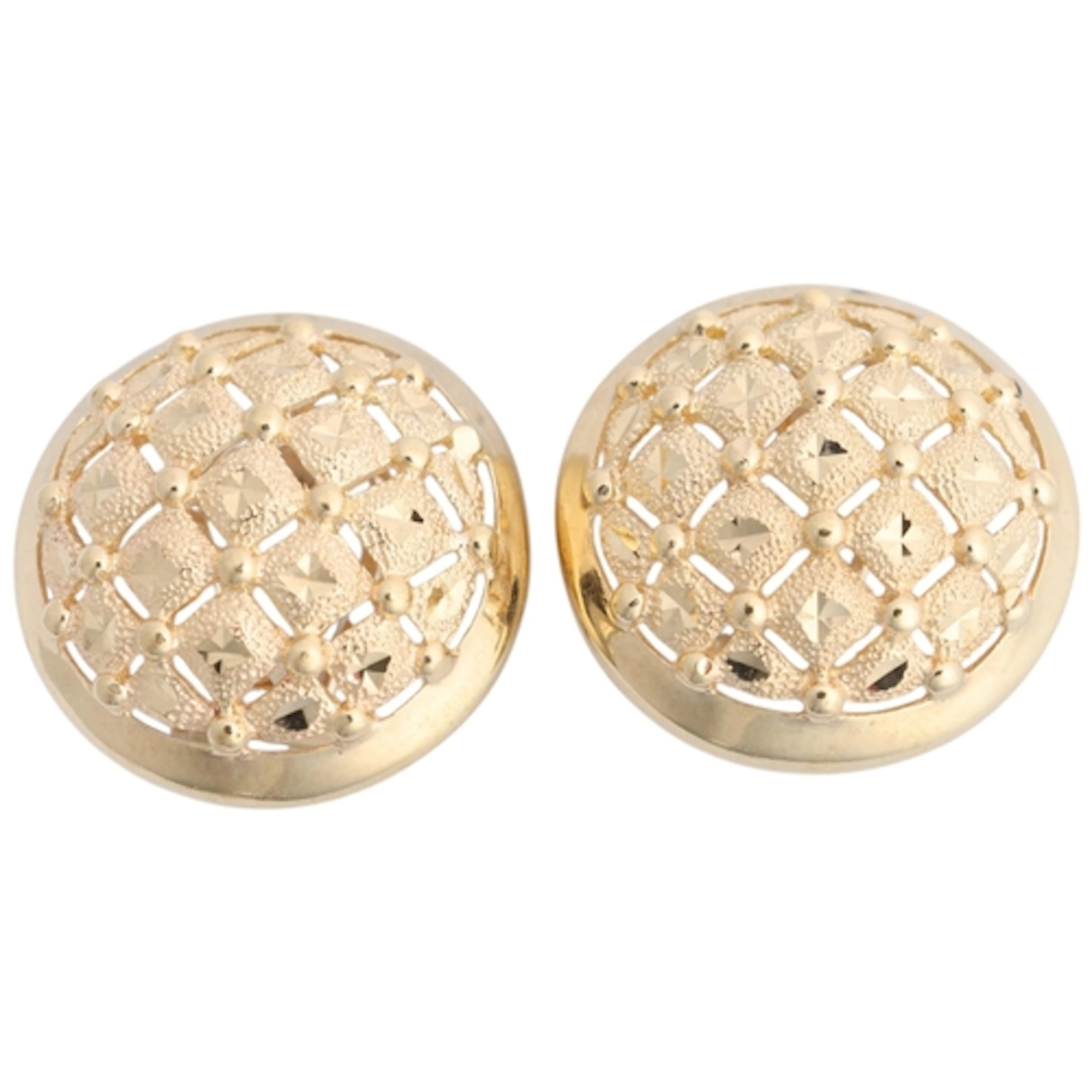 A pair of Vintage 9ct gold bombe earrings, pierced textured ...
