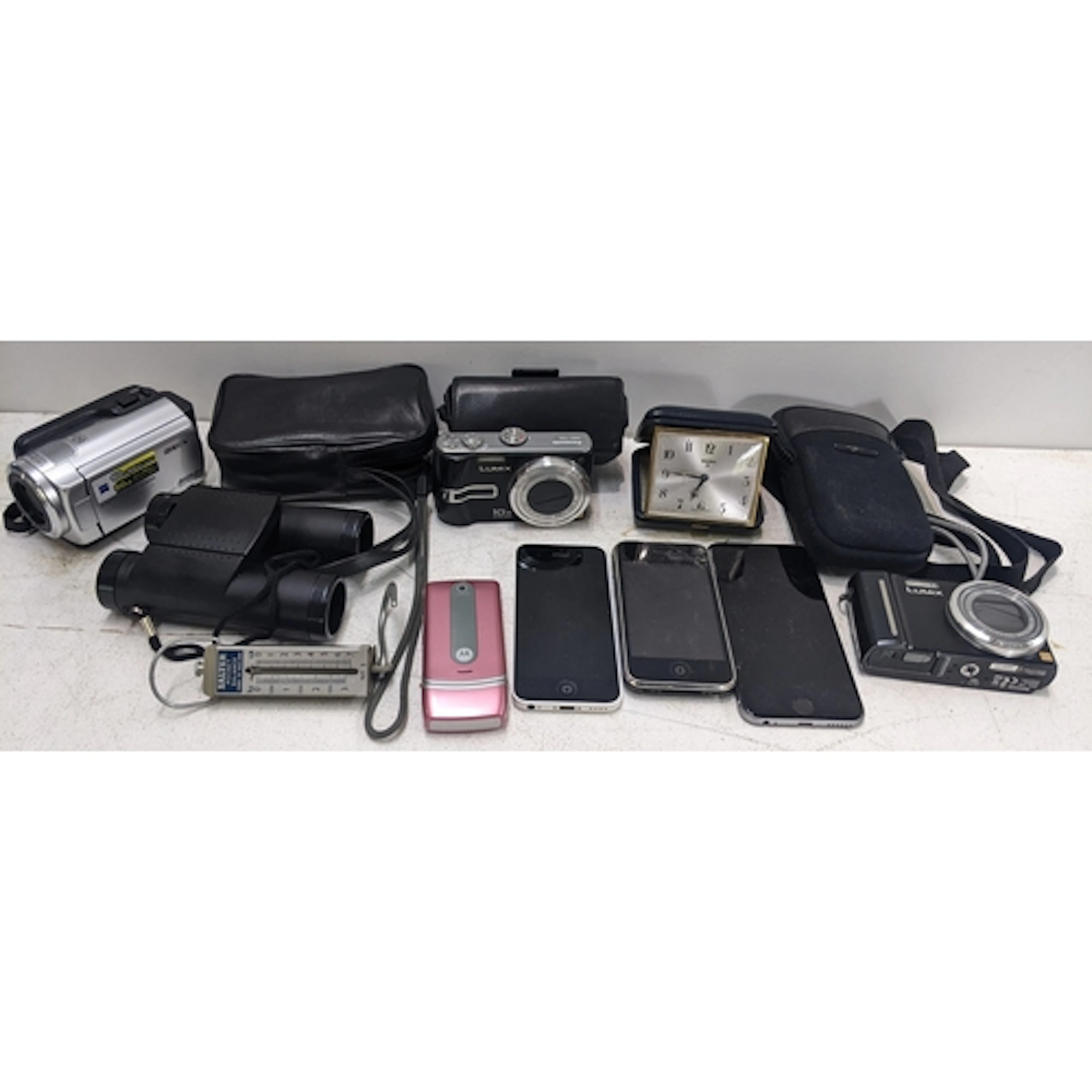 A mixed lot to include Two Panasonic Lumix cameras, iPhones,...