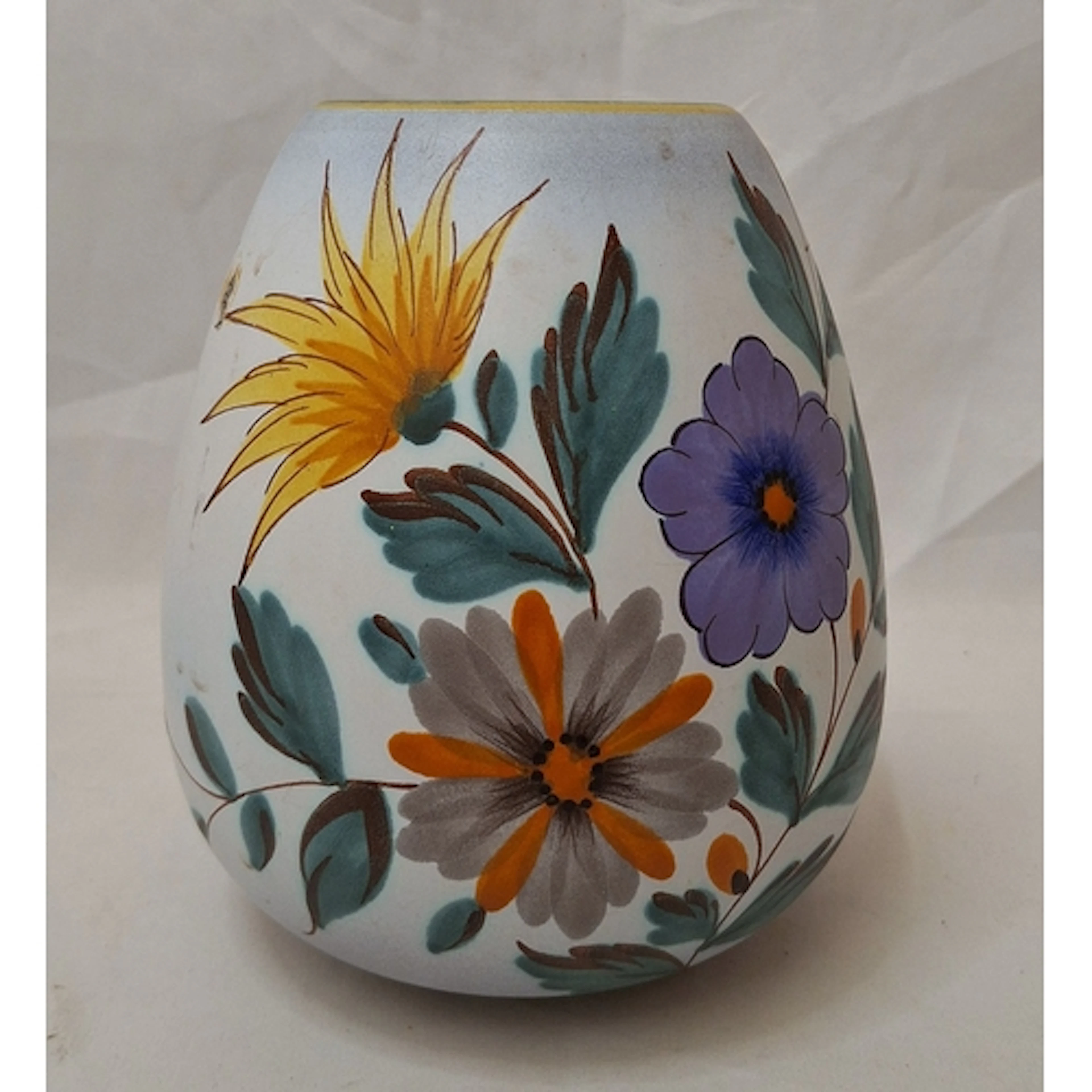 Vintage Flora Gouda Holland Vase in viola design with handpa...
