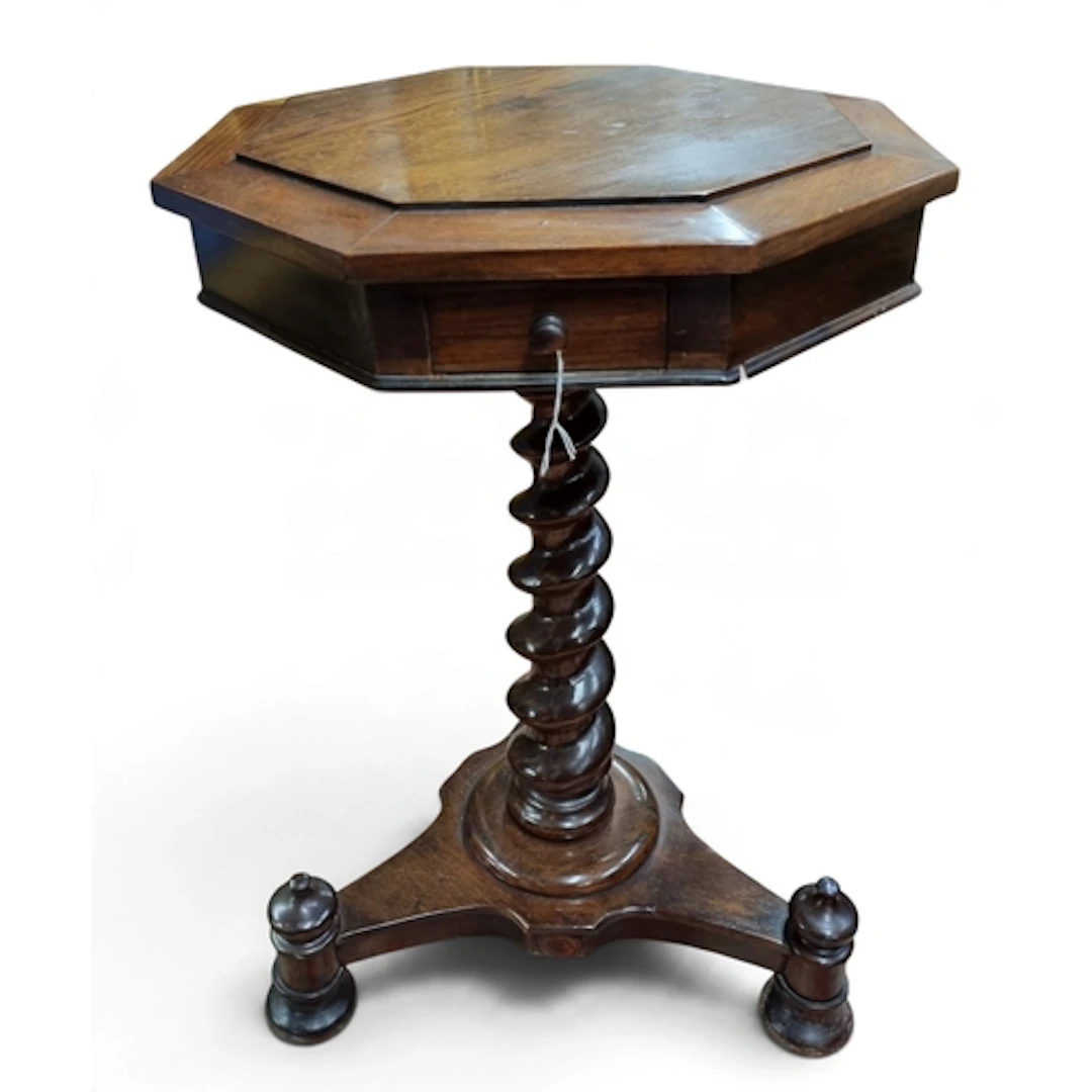 A 19th Century Mahogany hexagonal Lamp Table with single fri...