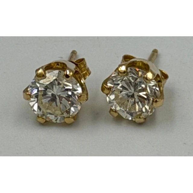 A pair of 14ct yellow gold diamond earrings