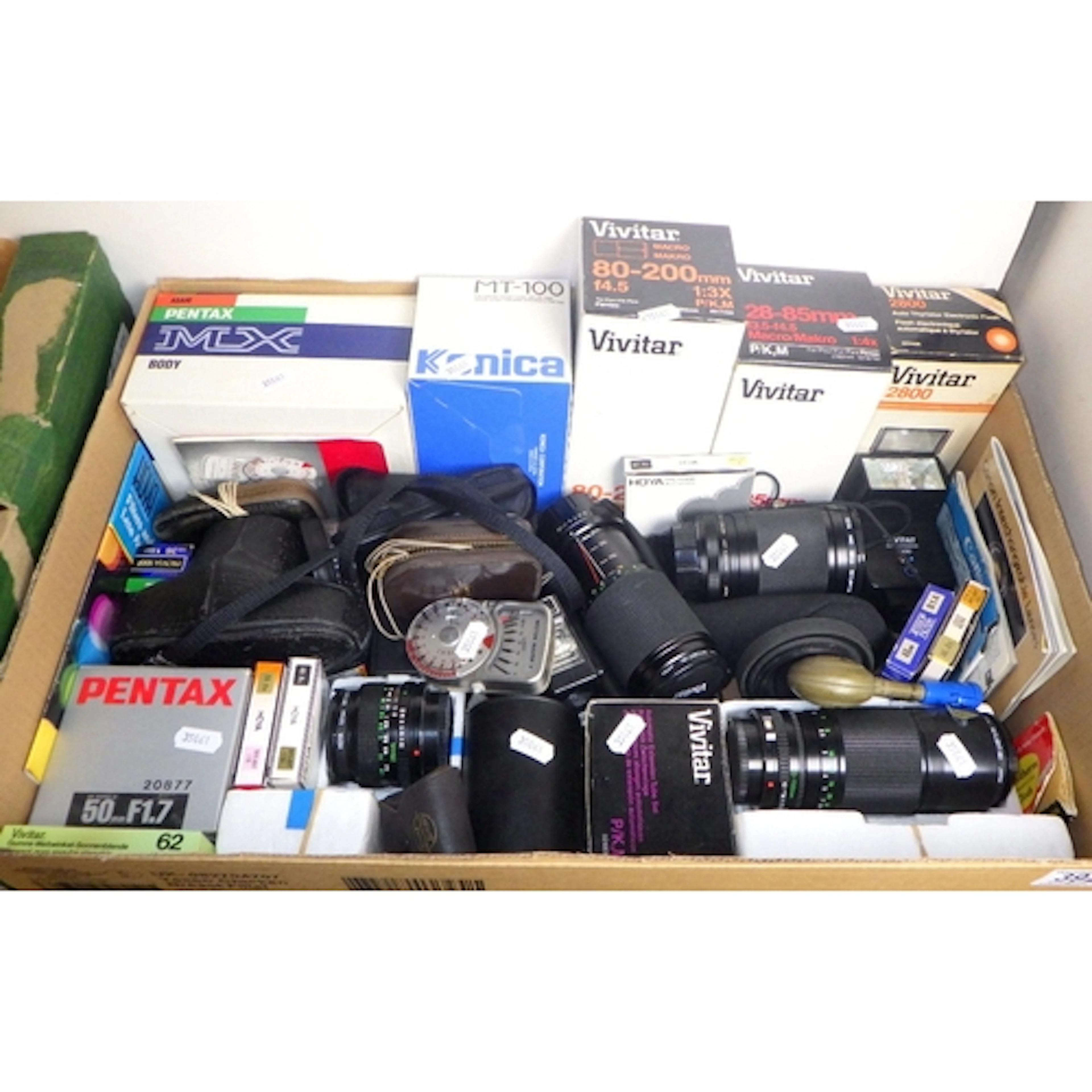 A qty of camera lenses etc
