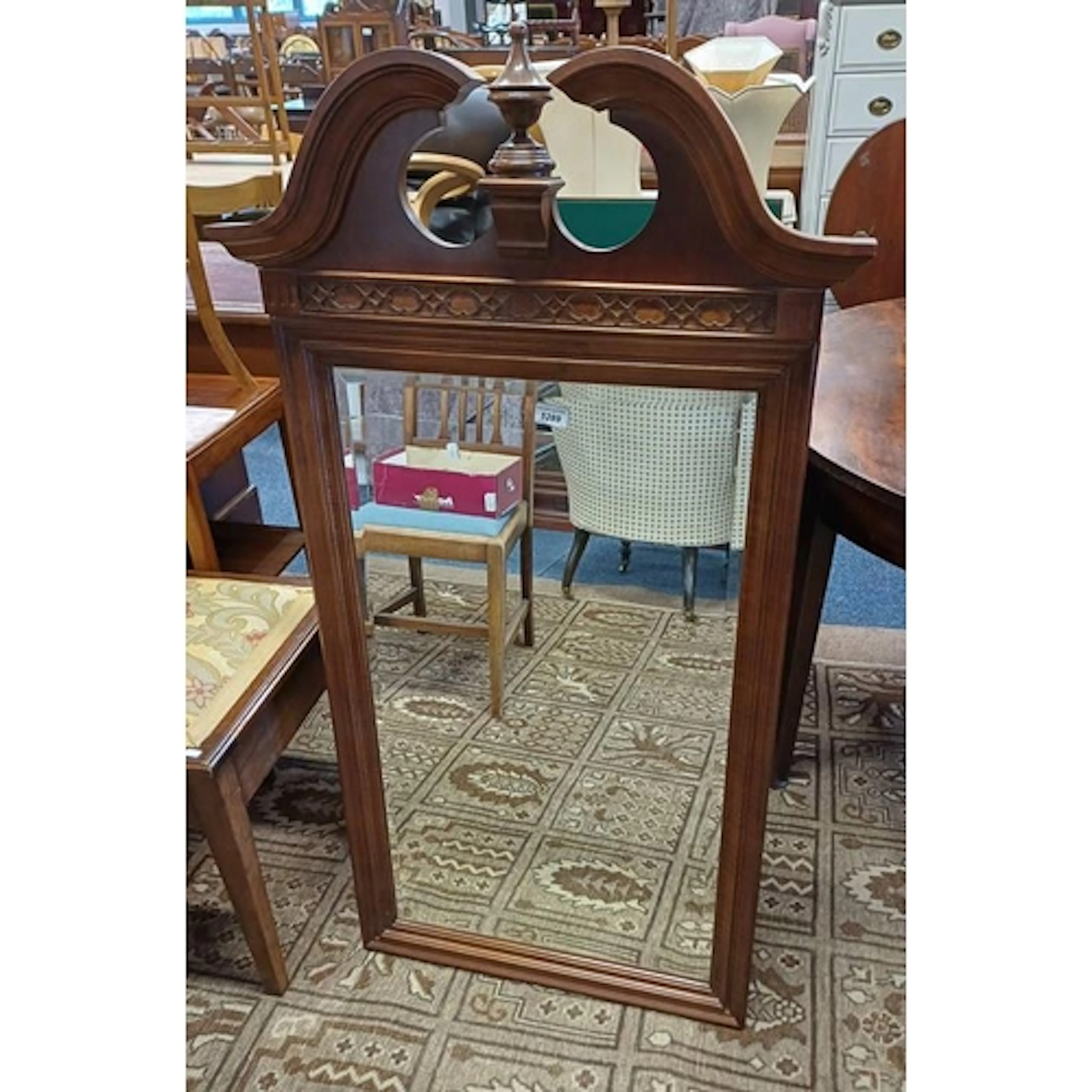 19TH CENTURY STYLE MAHOGANY RECTANGULAR MIRROR WITH BEVELLED...