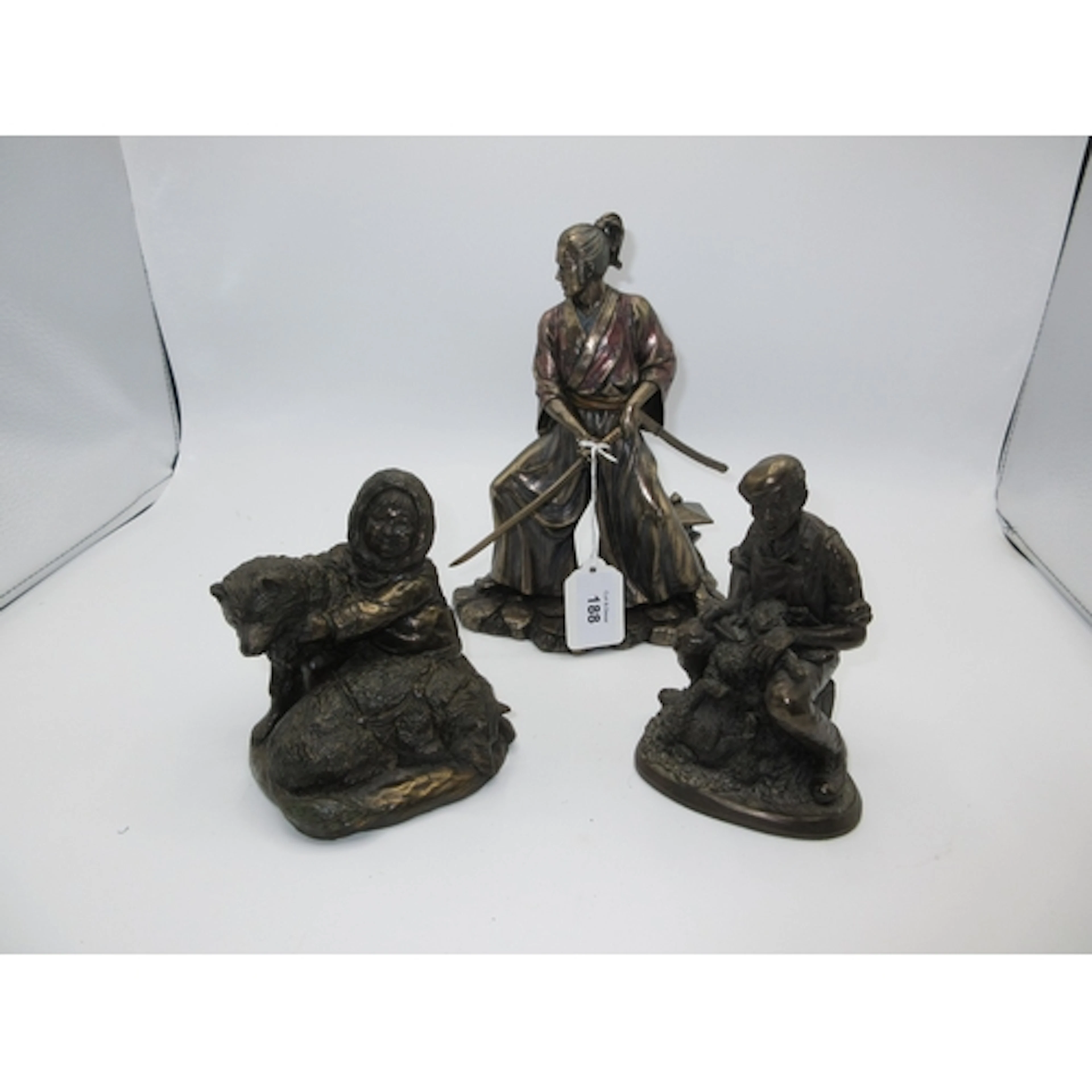 Veronese Samurai Figure and 2 Other Bronze Effect Figures (3...