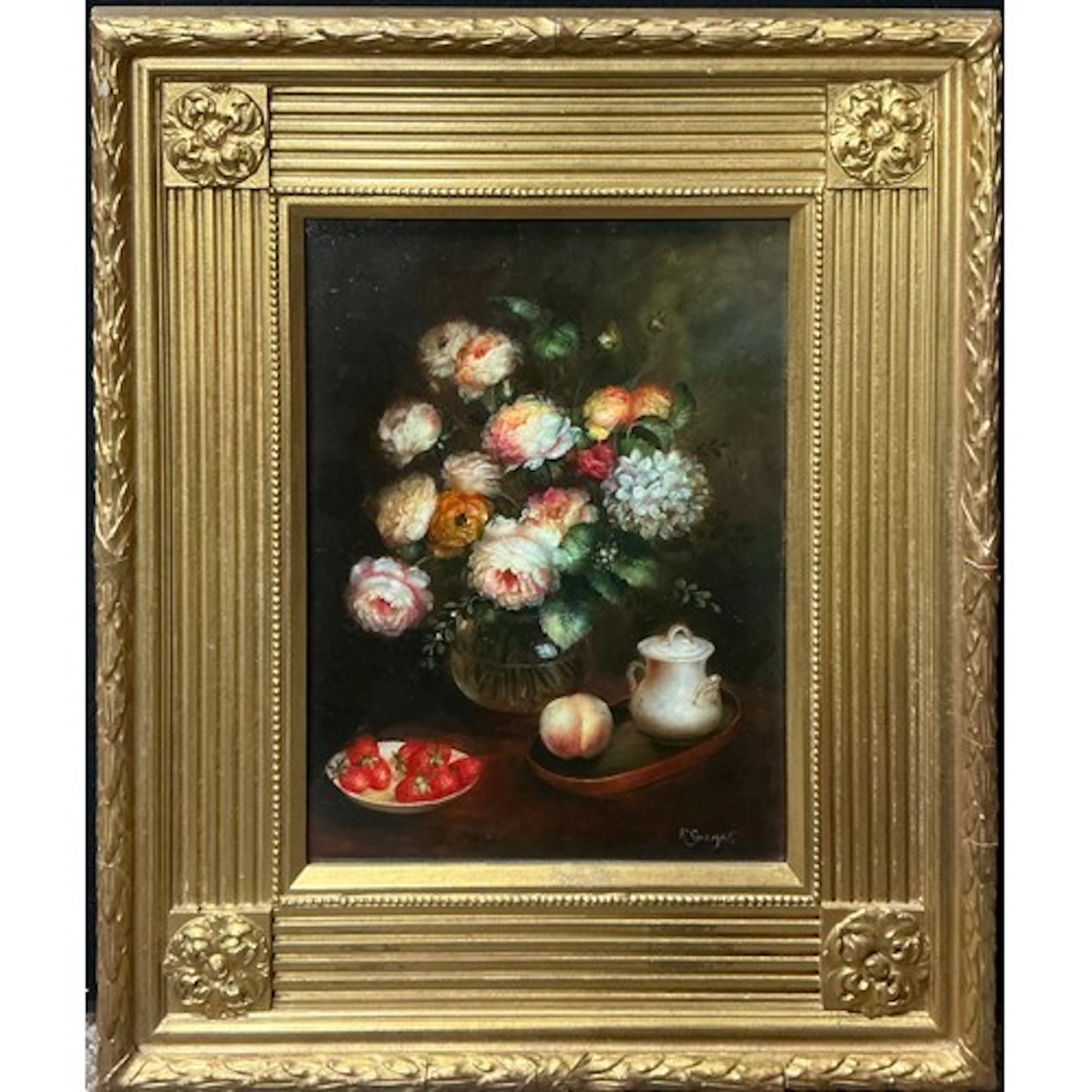 F. Suzan (20th century) Still life study with Summer flower...