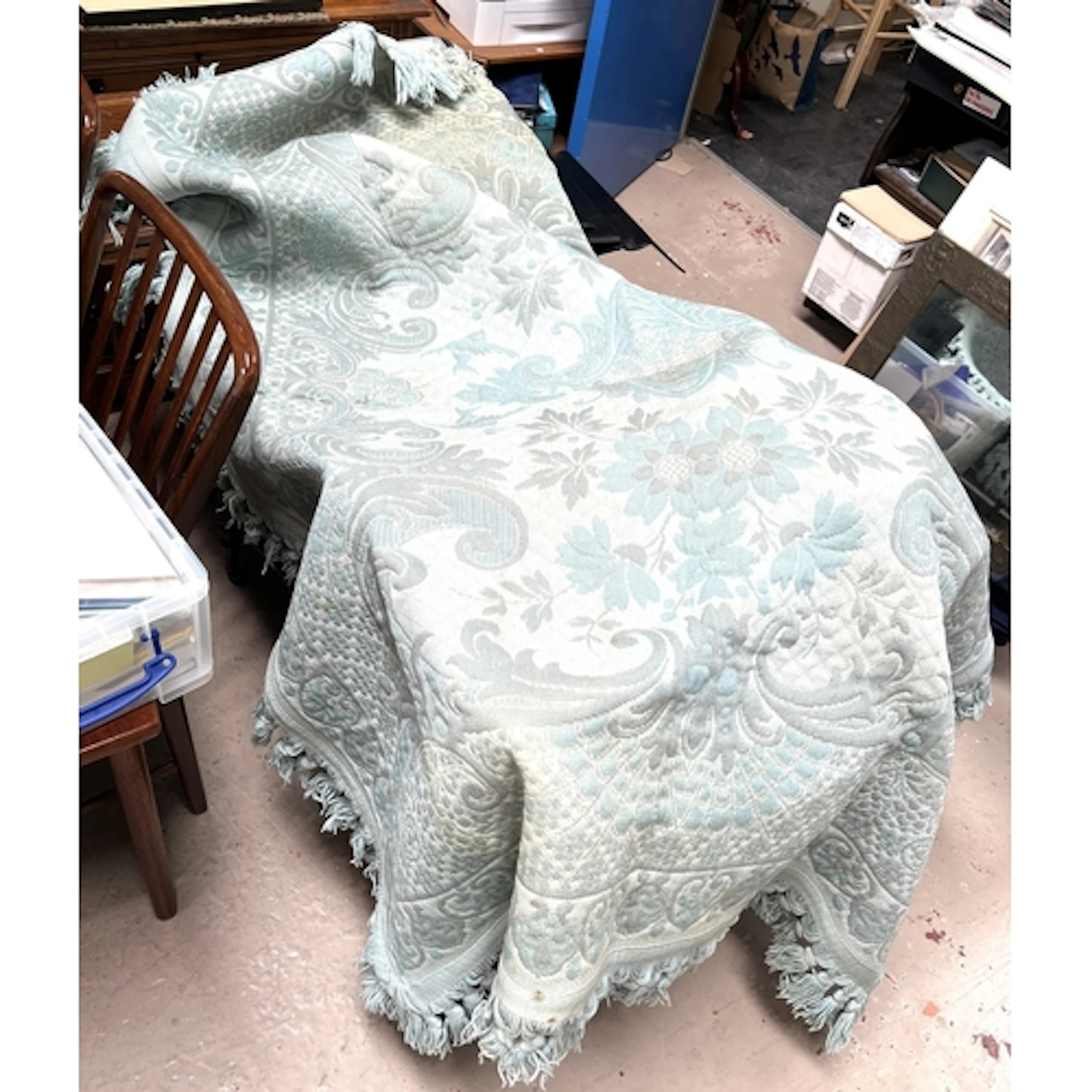 A vintage Casa Fina rug in turquoise.