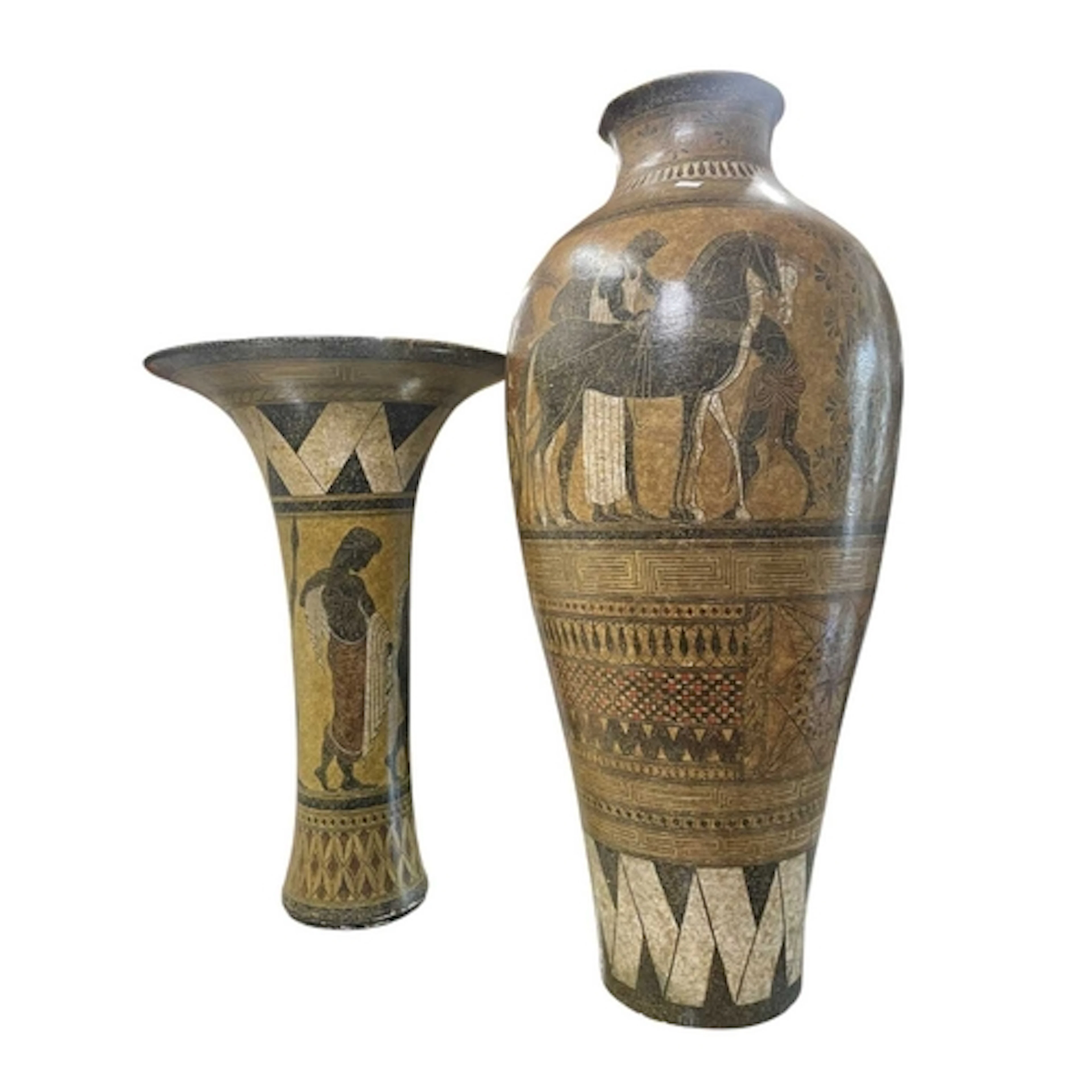 A large Greek style vase / urn and one other. The baluster-s...