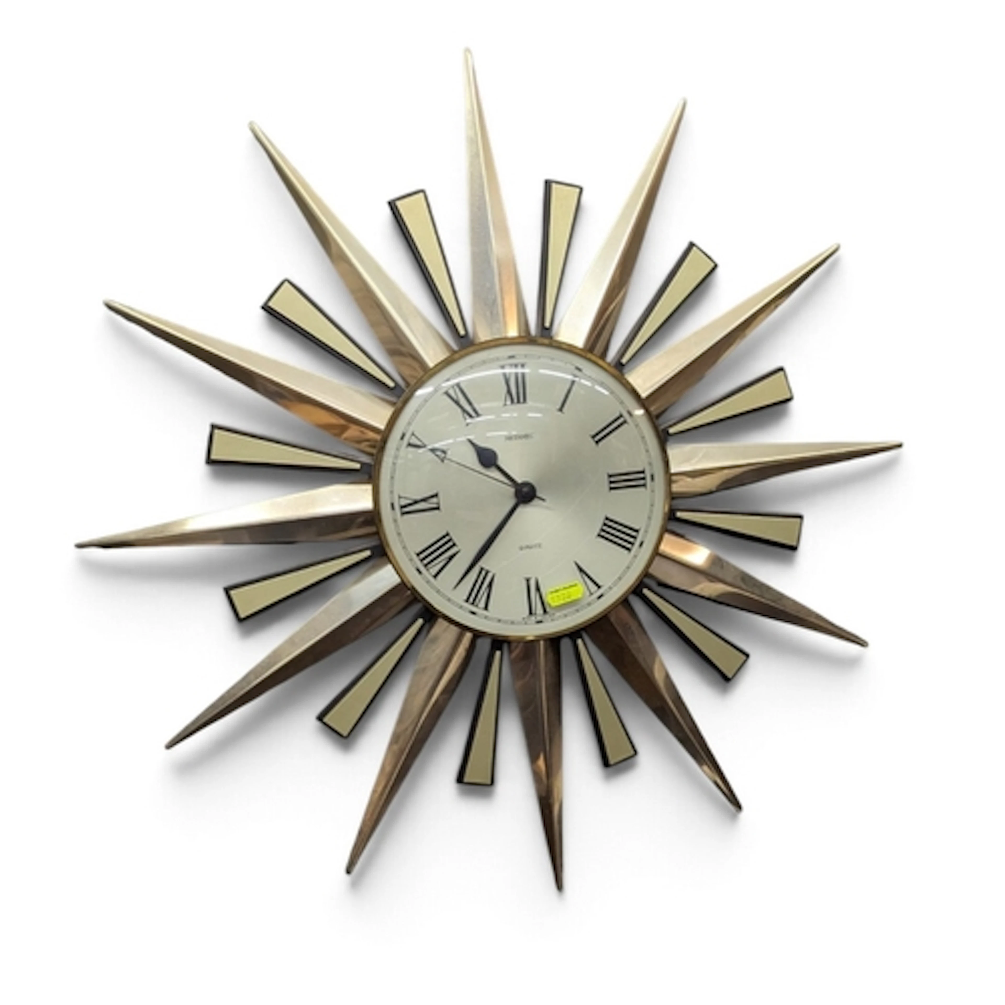Mid-Century Metamec quartz 'Sunburst' clock, overall dia. 60...