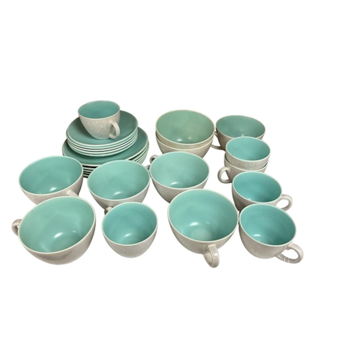 A collection of Poole Pottery Twintone tea and coffee ware (...