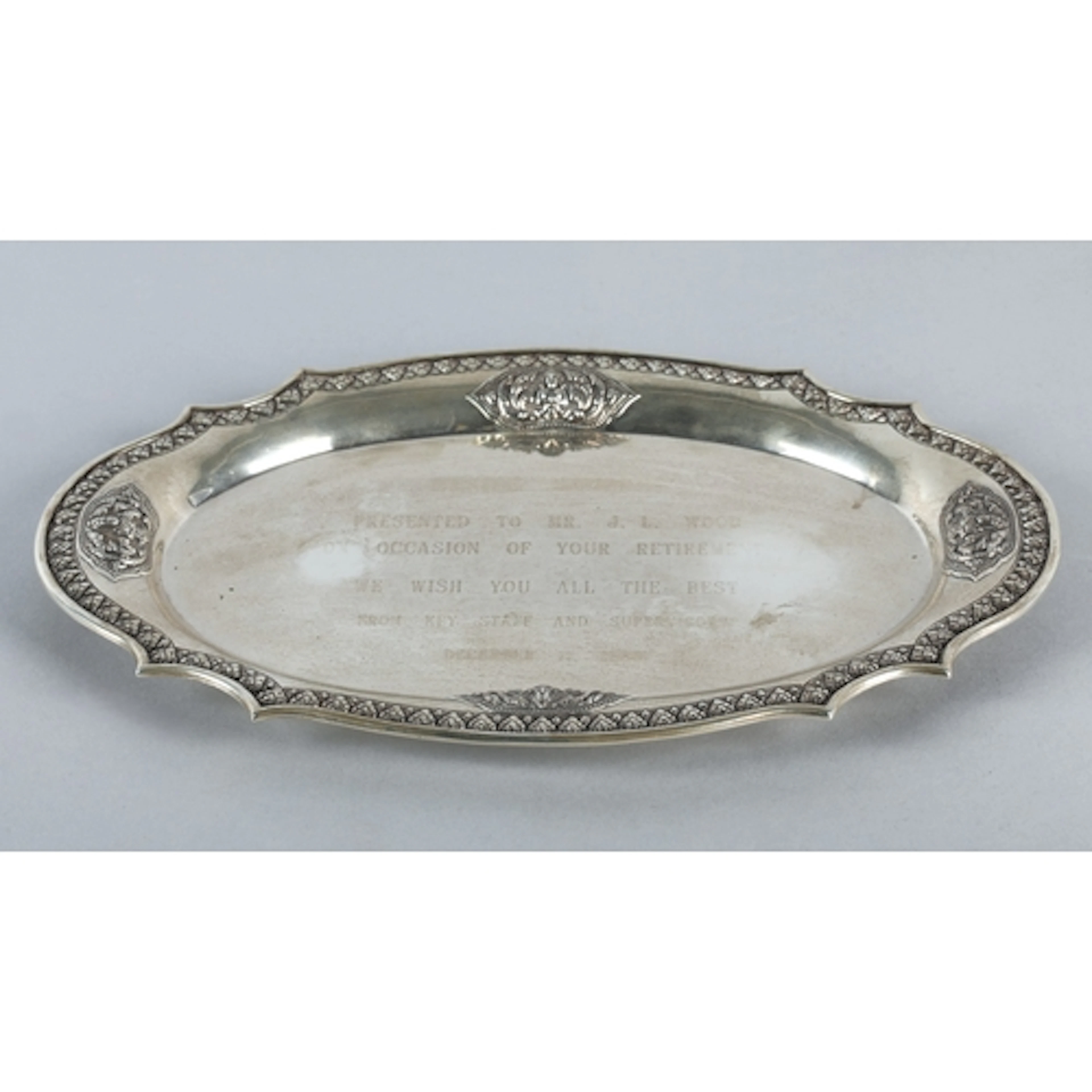 Thai 925 sterling silver presentation card tray, the shaped ...