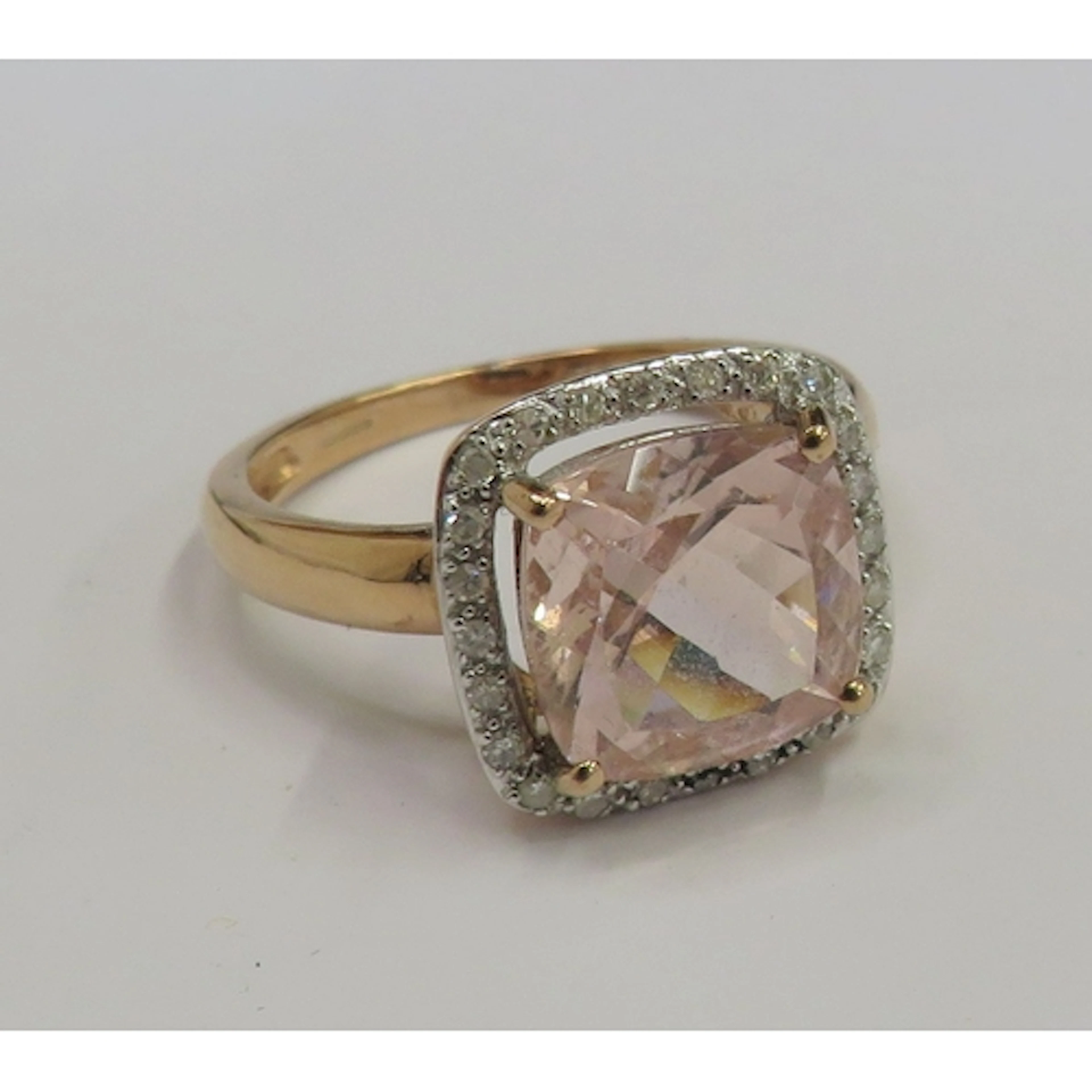 9ct Rose Gold Dress Ring, basket set with large facet set cu...