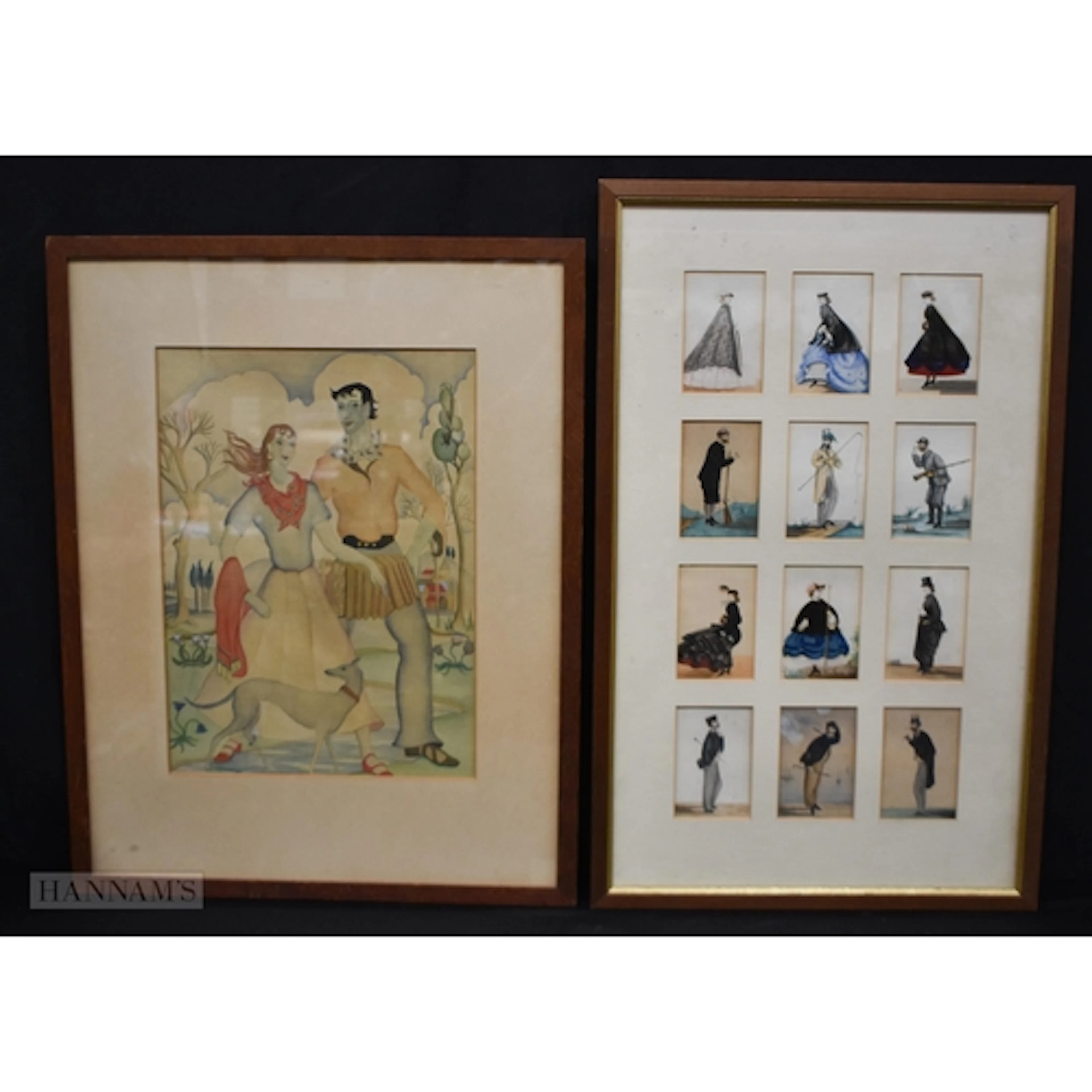 A collection of small framed Victorian watercolours depictin...