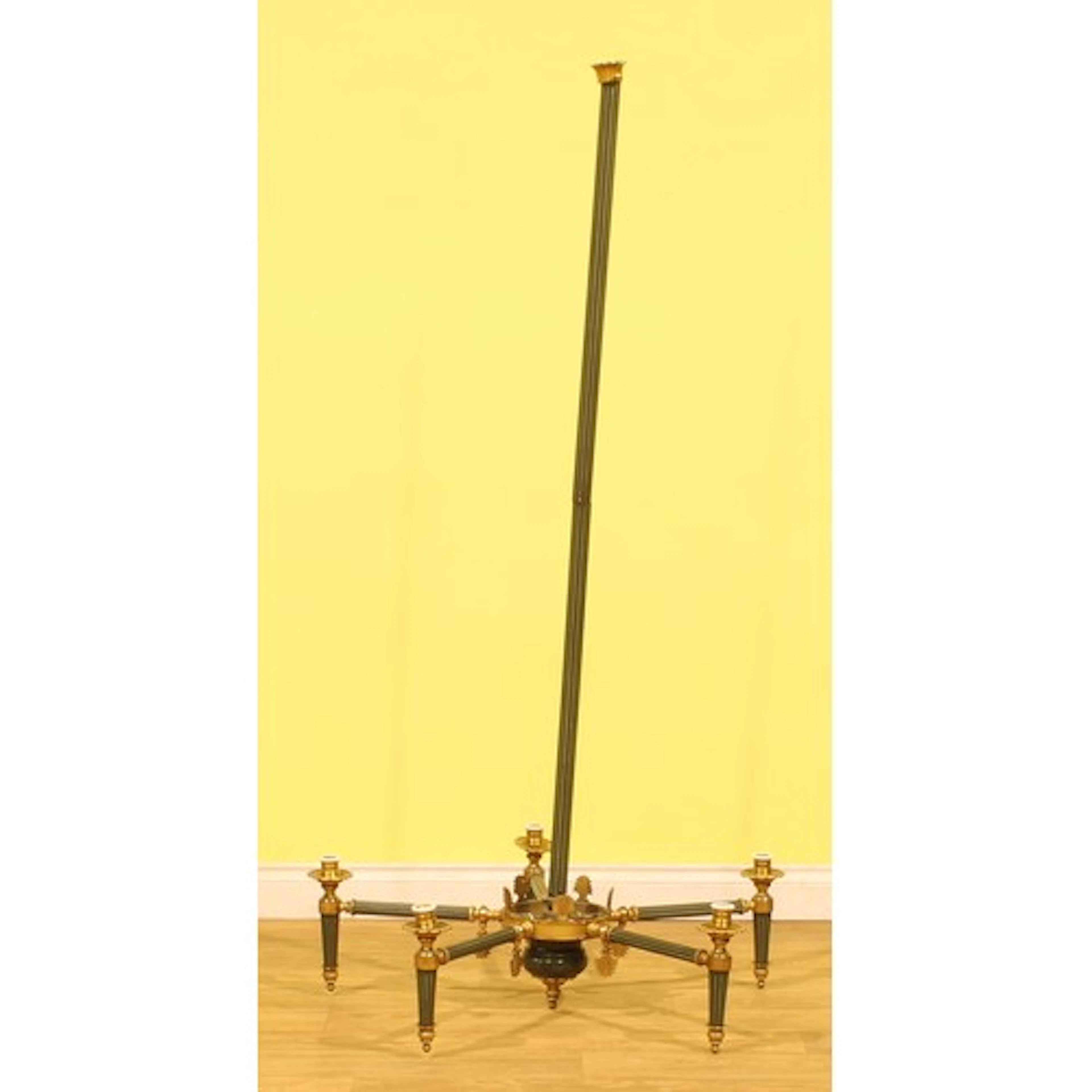 A French Empire style gilt metal mounted five-branch electro...
