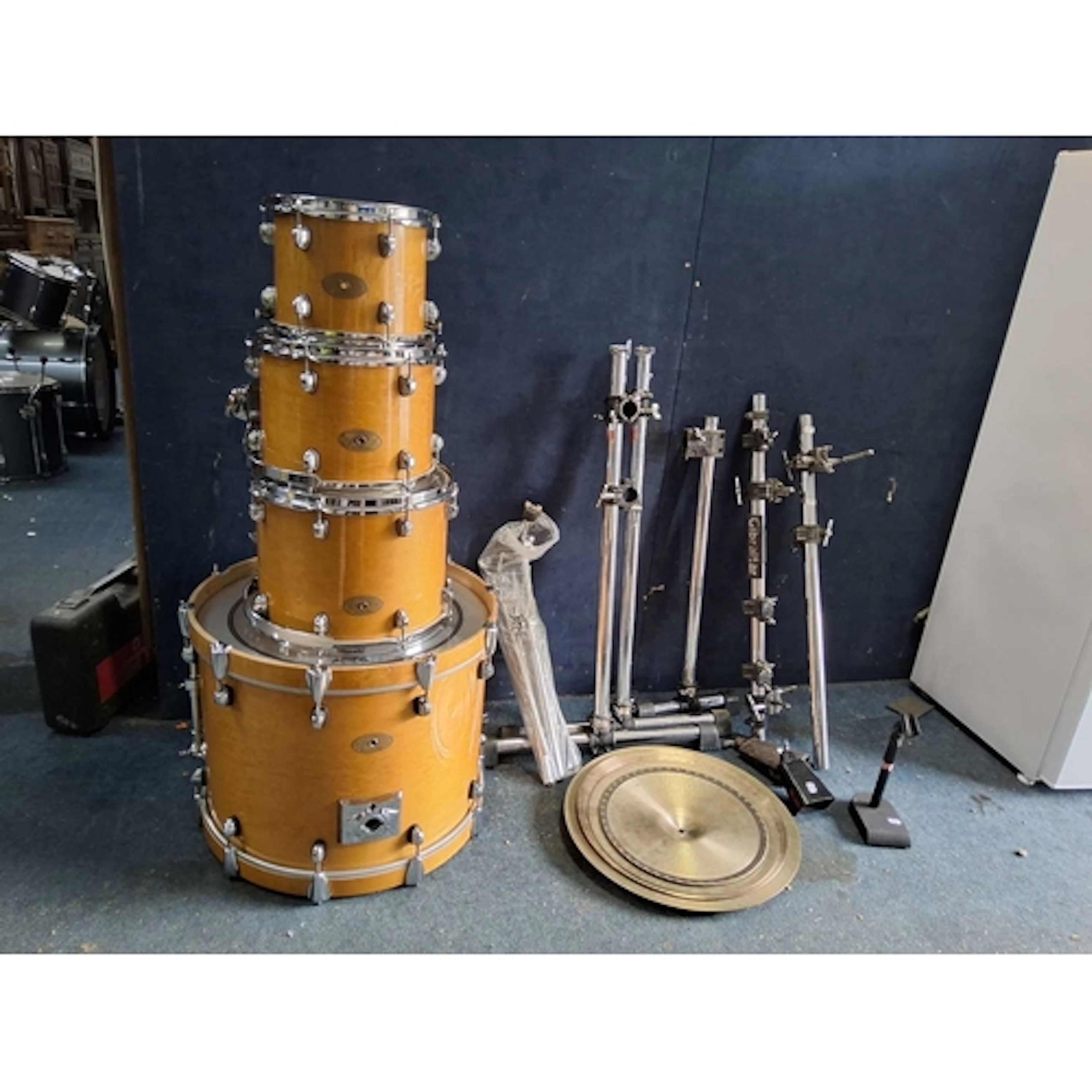 A PREMIER ARTIST MAPLE FOUR SHELL DRUM KIT with a Gibraltar ...