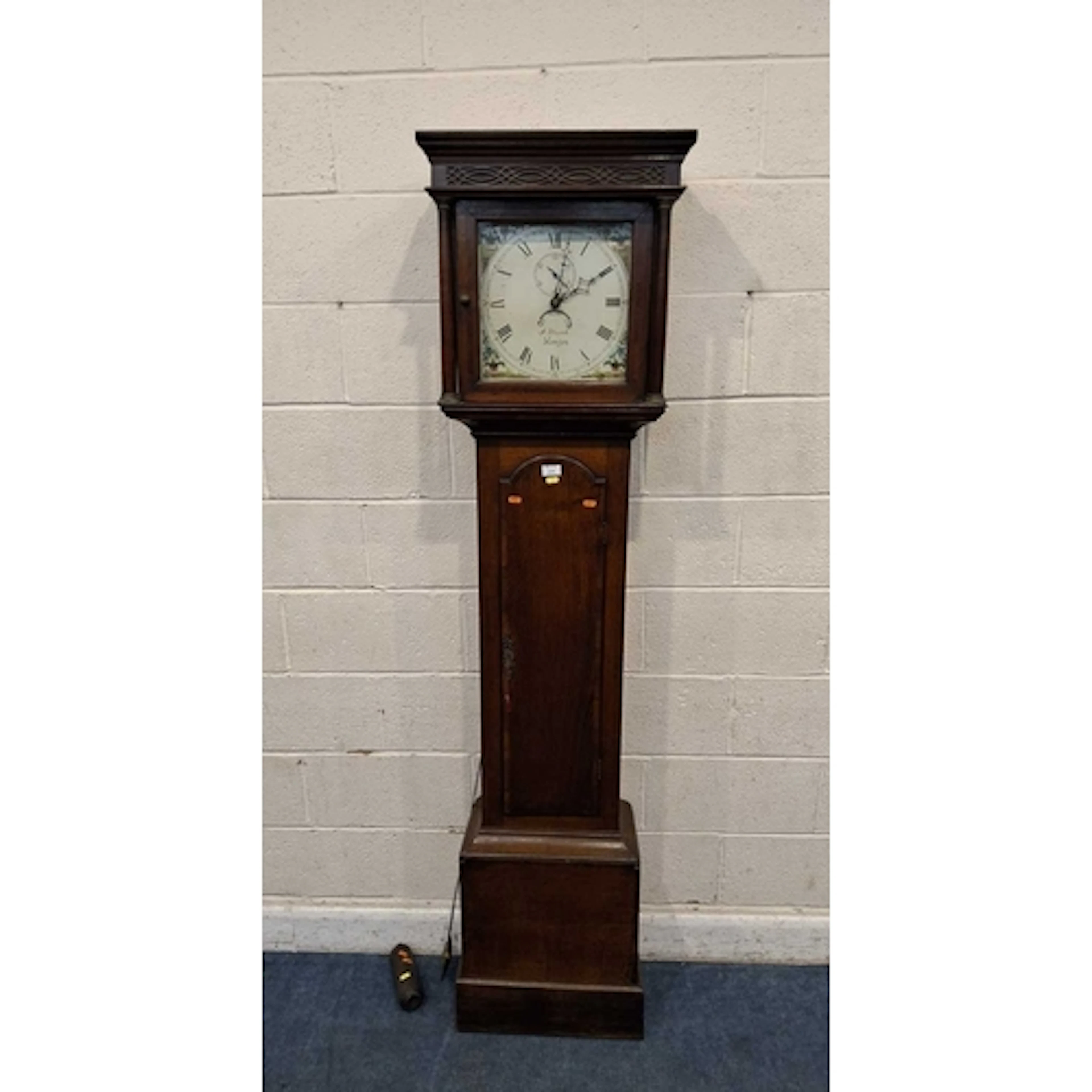 AN EARLY 19TH CENTURY OAK CASED LONGCASE CLOCK, with blind f...