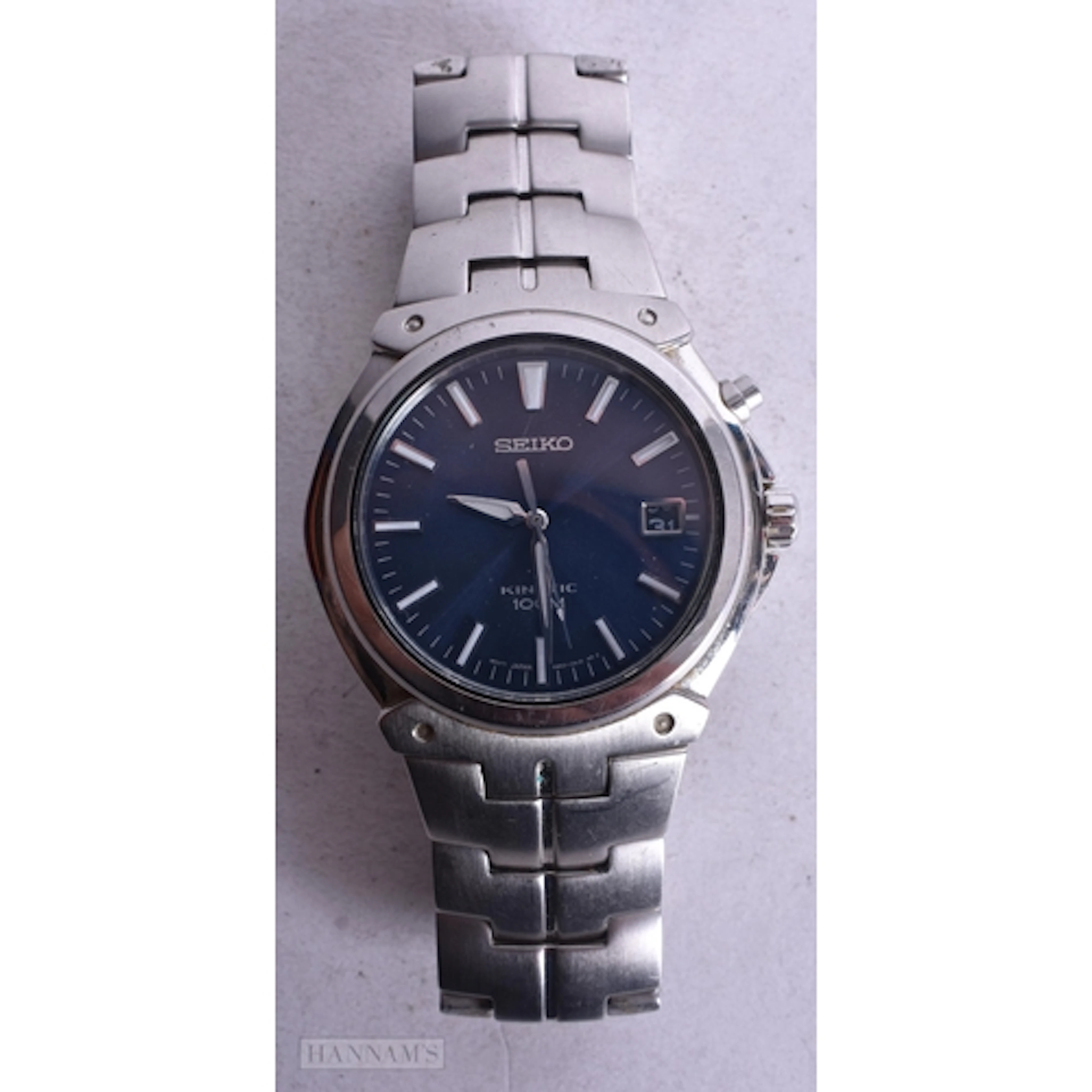 Seiko Kinetic Watch with Blue Dial. 4.1cm incl crown, Not w...