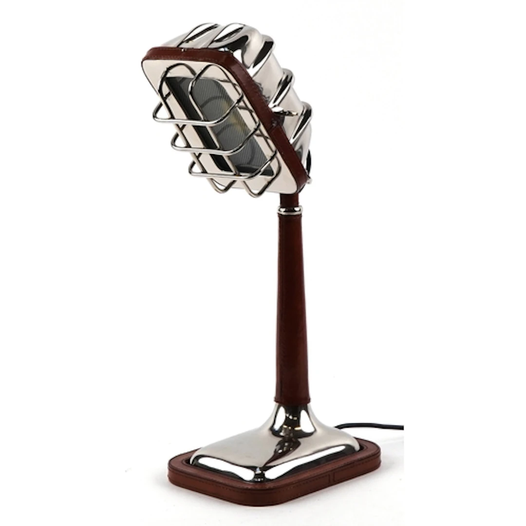 Industrial style chromed table lamp, 37cm high.