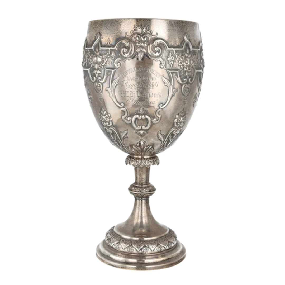 A LARGE VICTORIAN SILVER GOBLET FOR THE ROYAL ALBERT YACHT C...