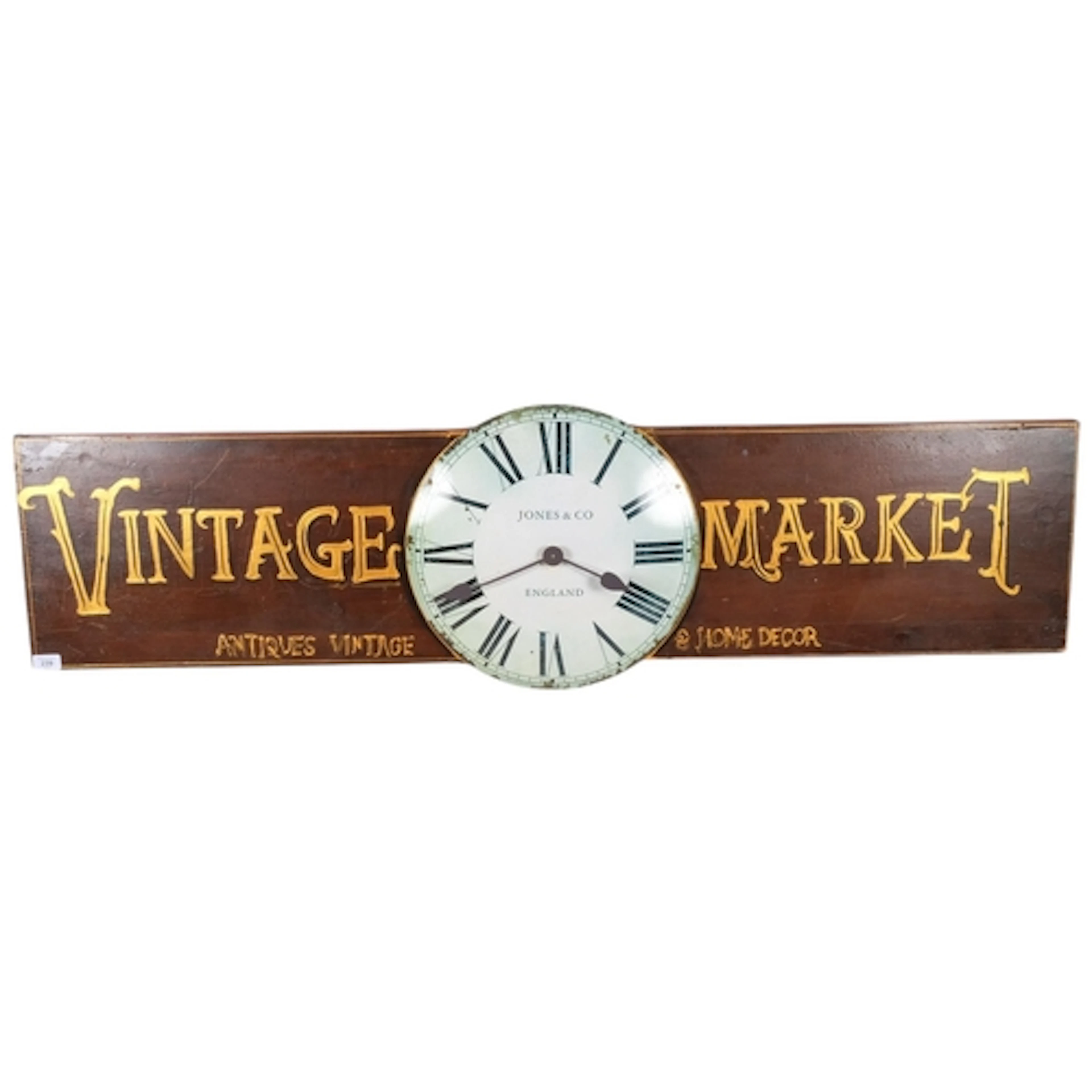 A painted and gilded wood reproduction advertising sign for ...