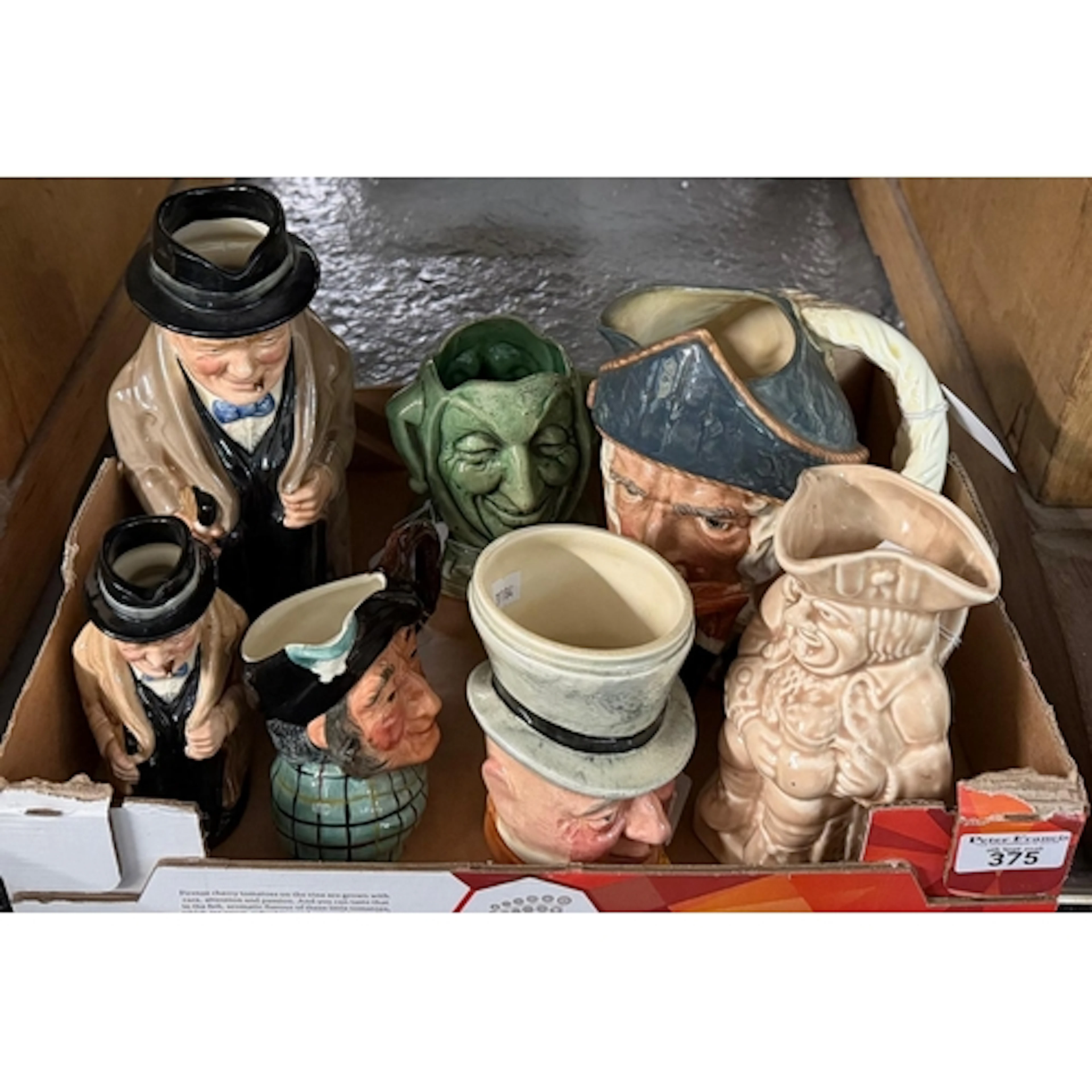 Box of assorted Character and Toby Jugs to include: 'Mr Mica...