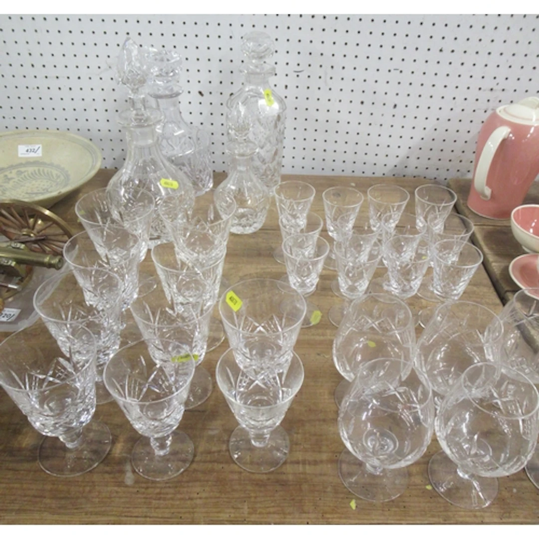 A collection of Stuart glasses, together with four decanters