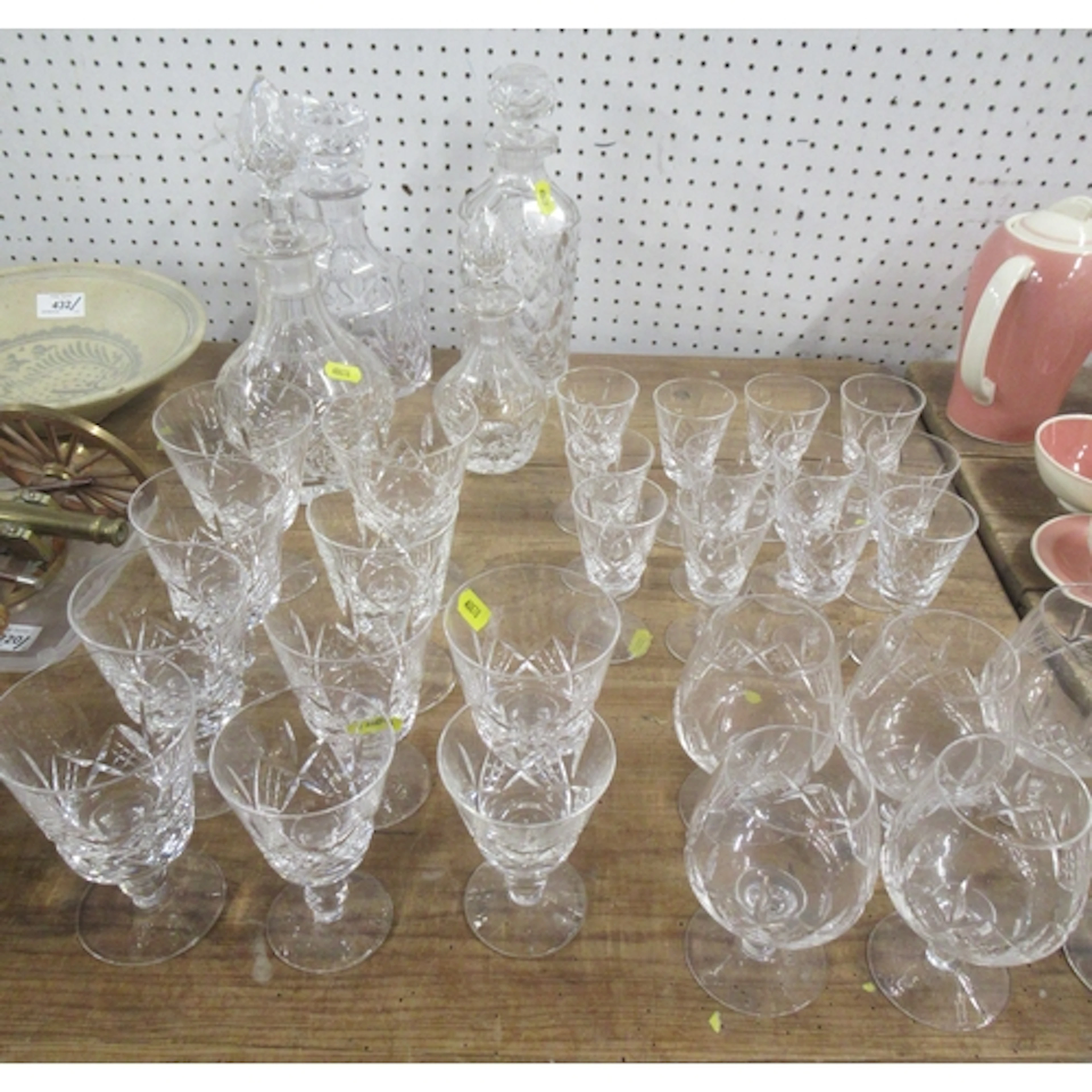 A collection of Stuart glasses, together with four decanters