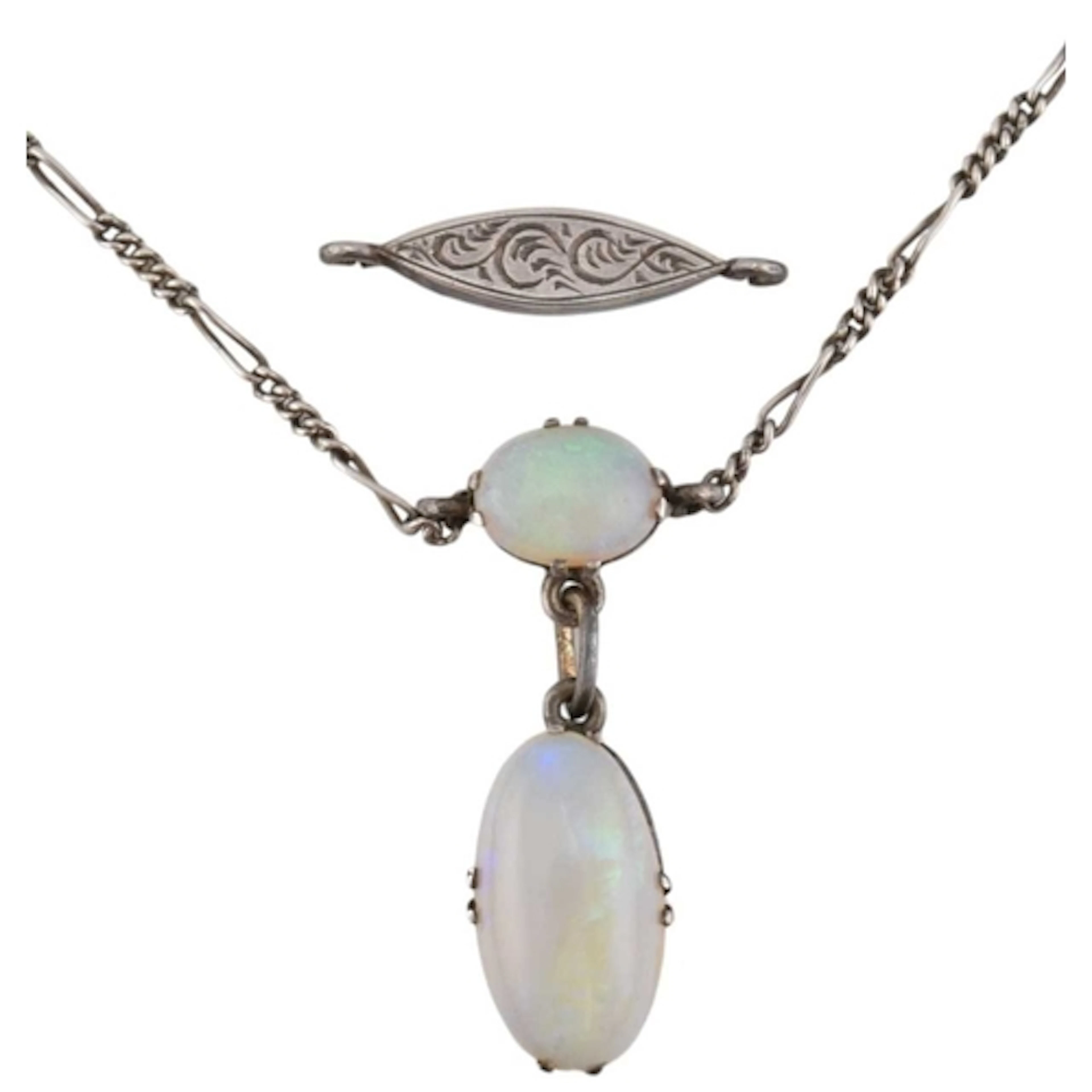 An early 20th century silver and opal Arts and Crafts pendan...
