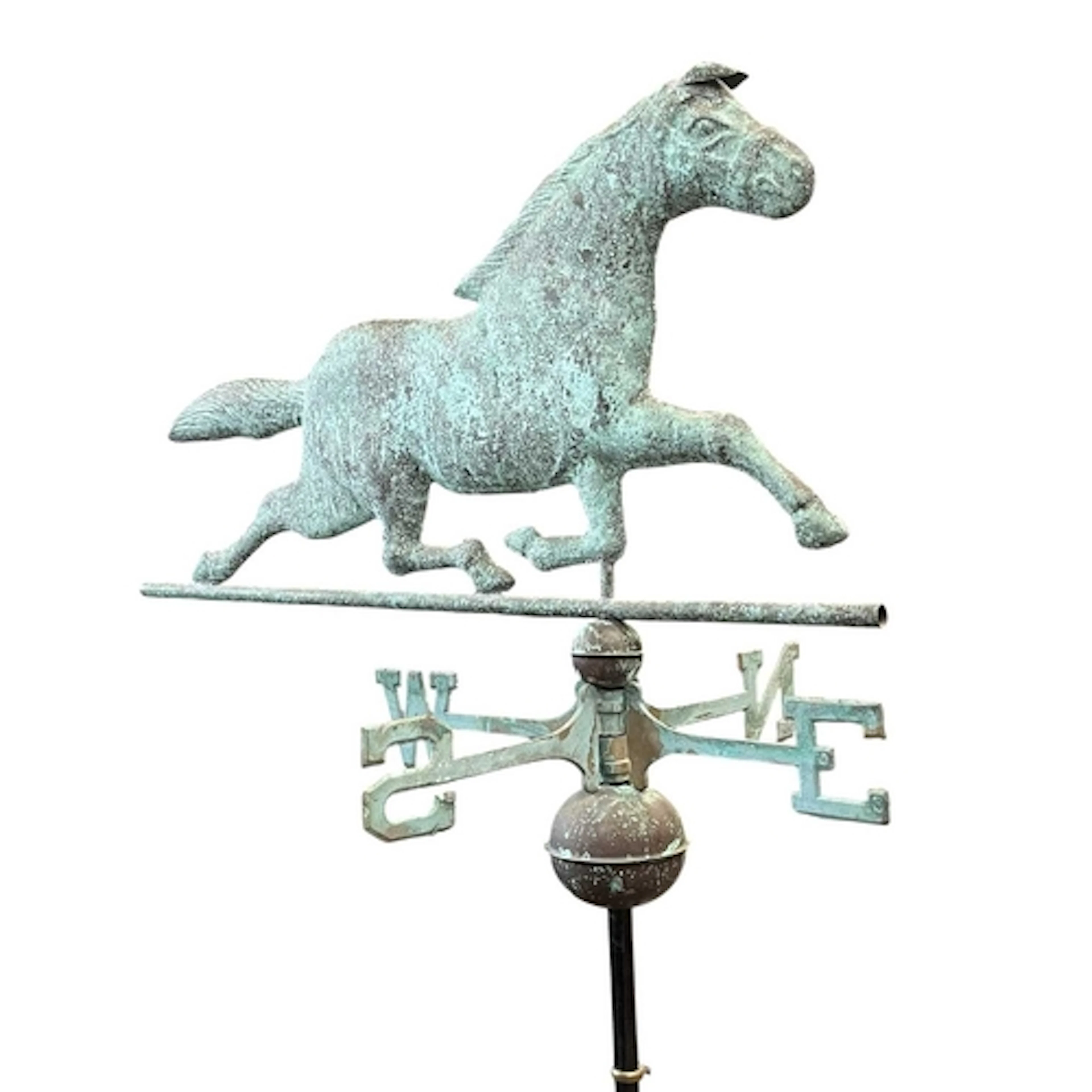 Folk Art - a copper Weather Vane in the form of a running ho...