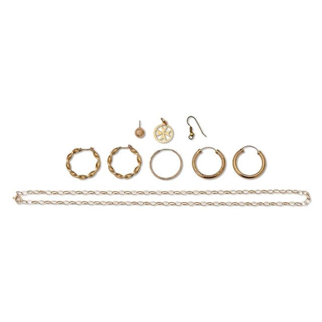 Miscellaneous gold articles, to include two pairs of earring...