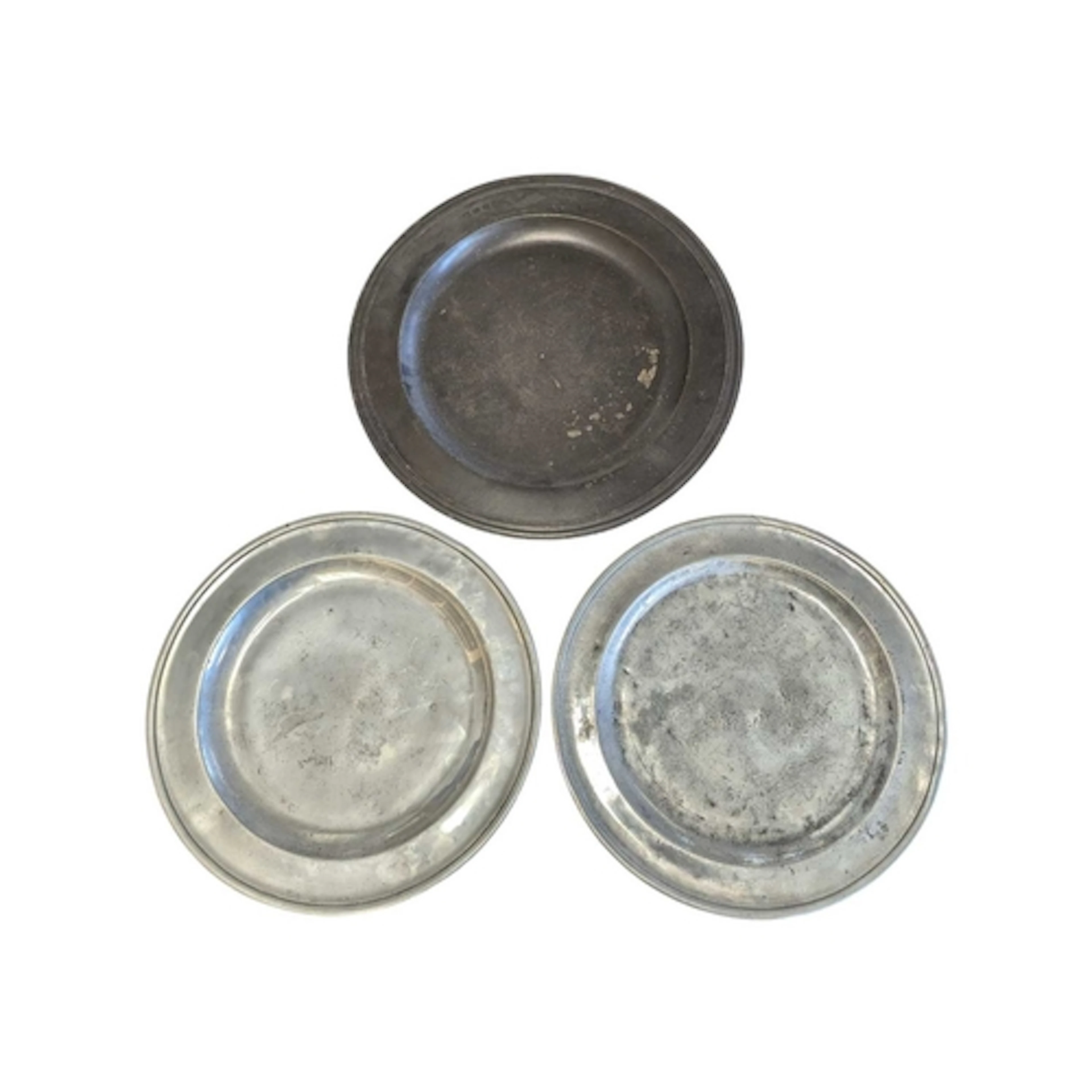 Three 18th century pewter chargers. To include a Samuel Leve...