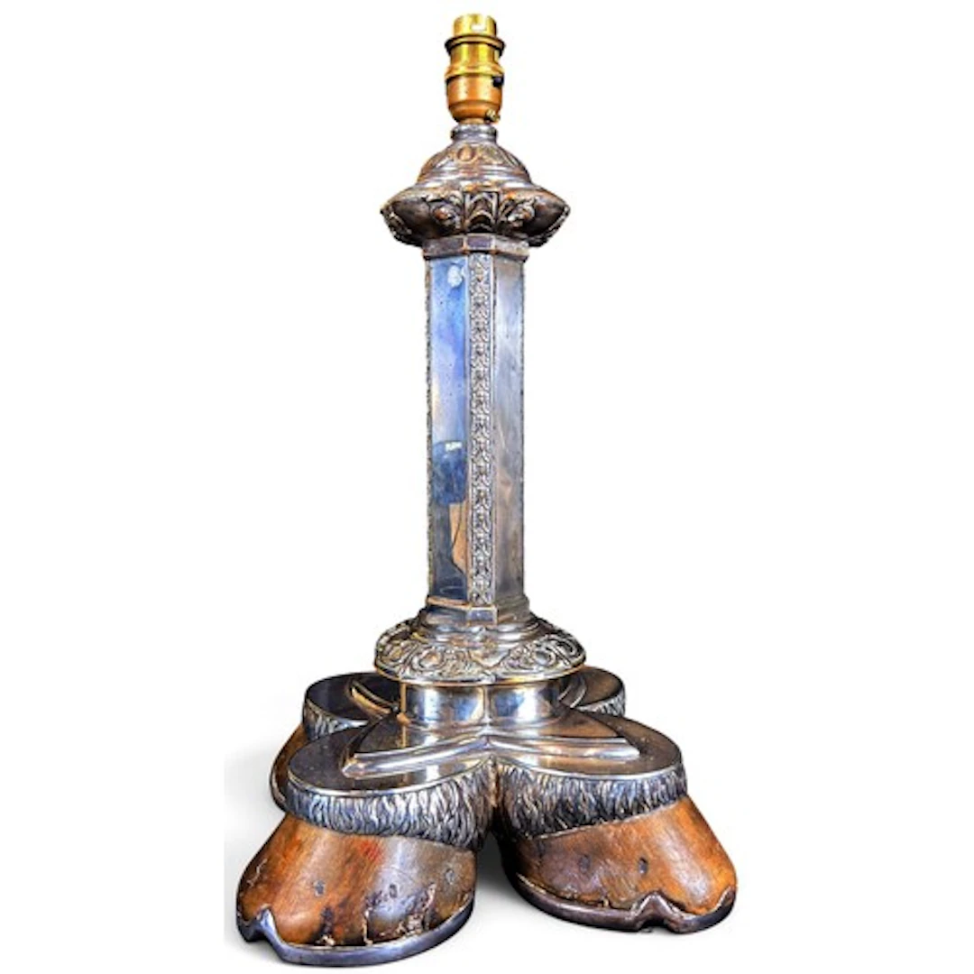 Taxidermy interest, a Victorian silver plated table/desk lam...