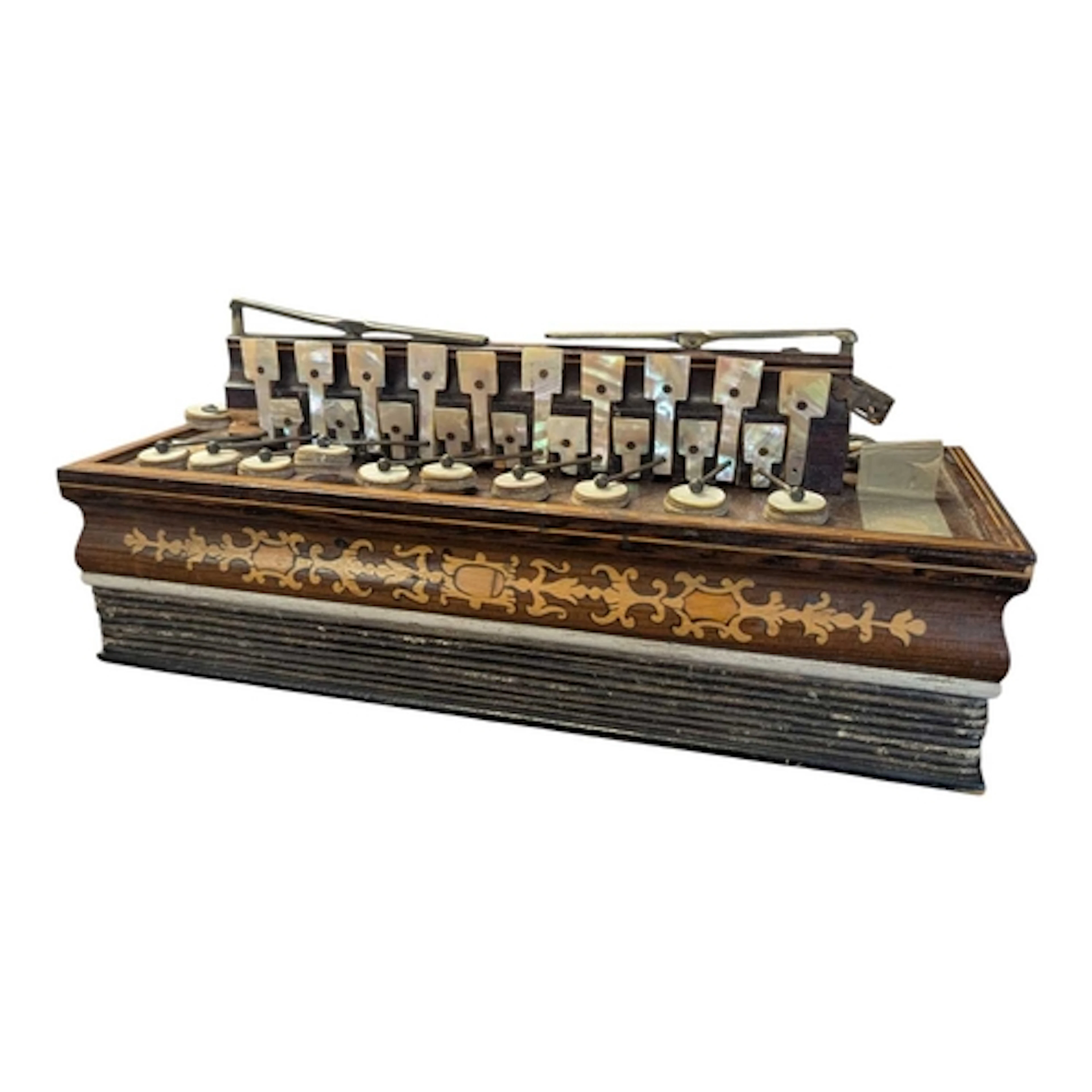 A 19th century French Flutina rosewood and marquetry accordi...