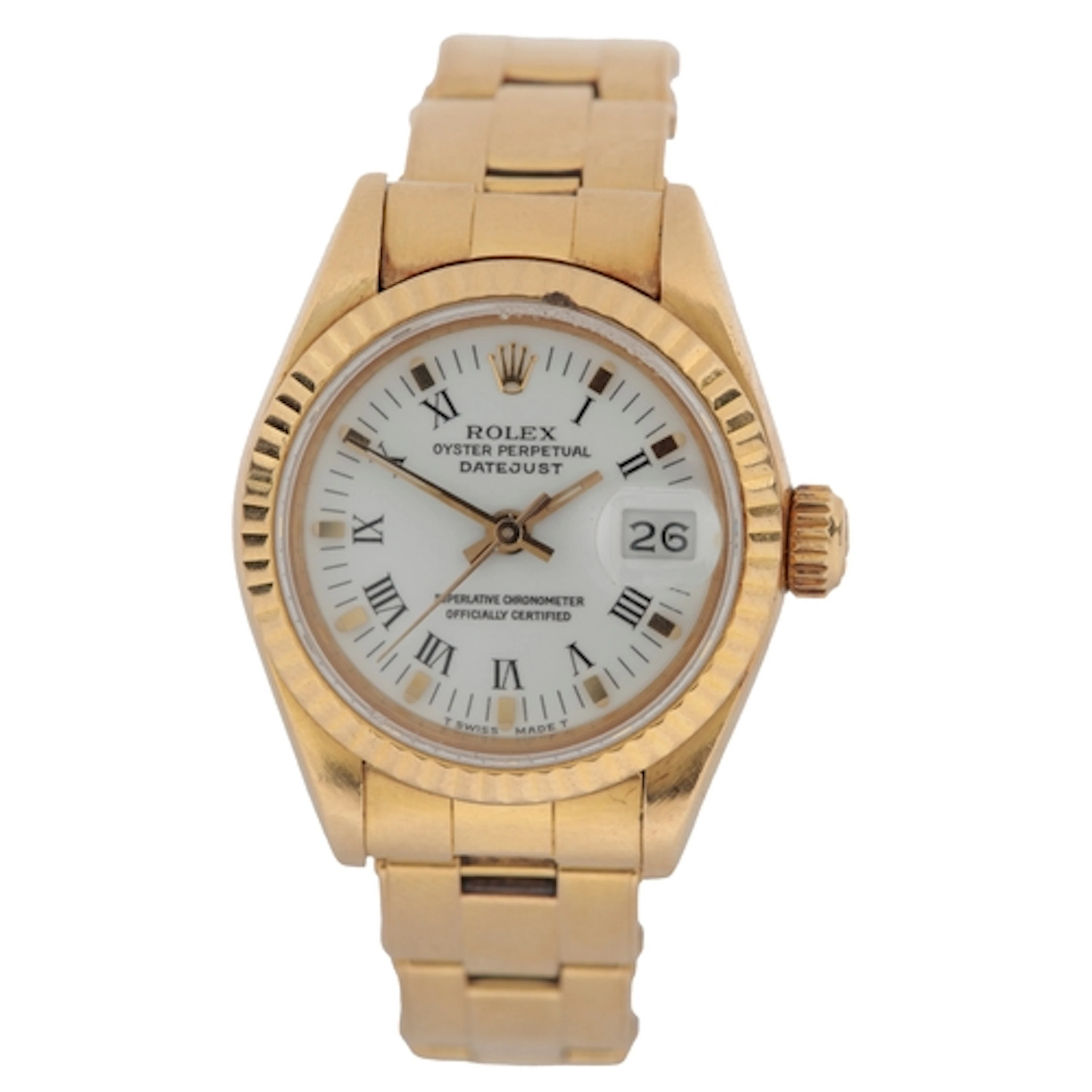 A lady's late 1980's 18ct gold Rolex Oyster Perpetual Dateju...