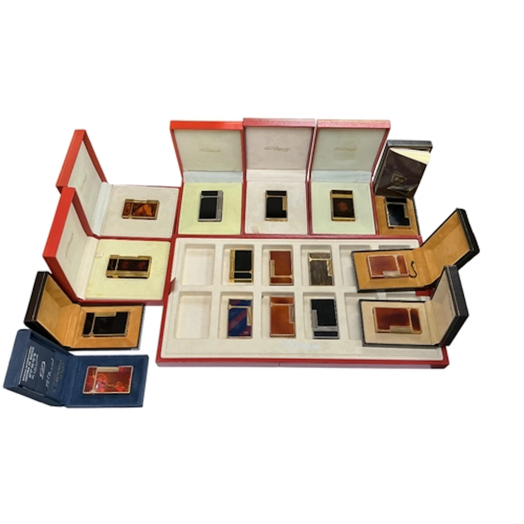 A collection of Dupont lacquer lighters, all stamped, boxed....