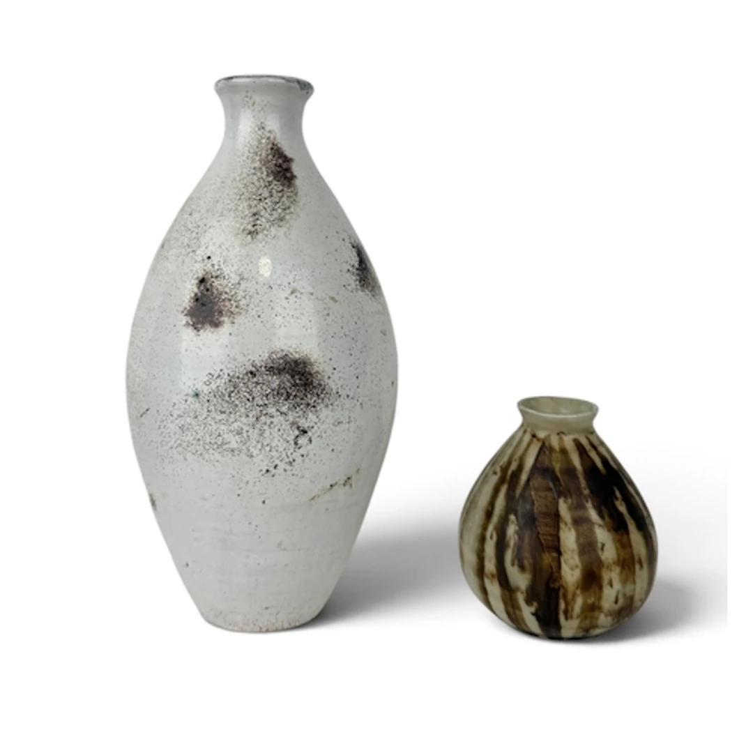 TWO STUDIO CERAMIC VASES One marked 'Michel, nov 63' to vers...