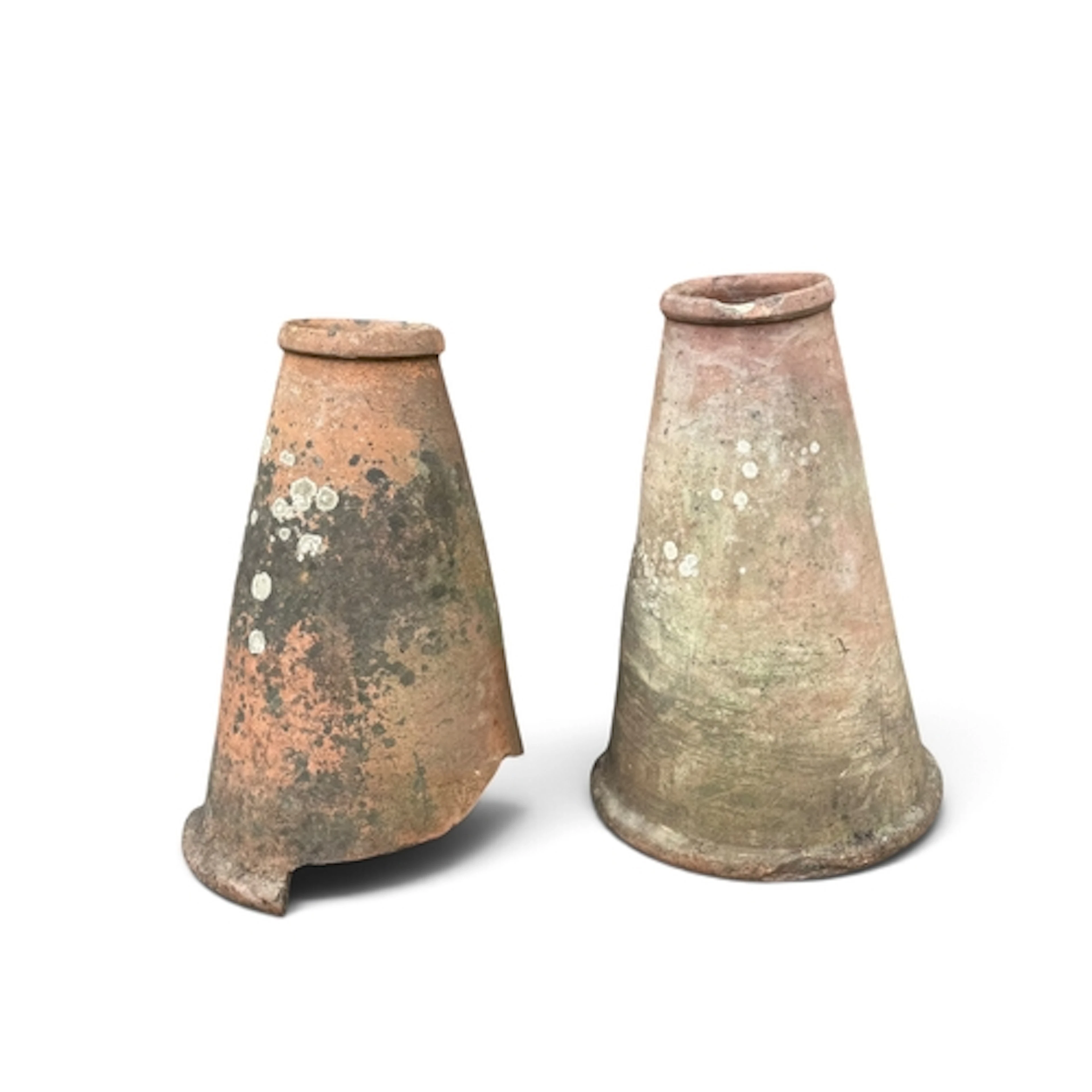 TWO 19TH CENTURY TERRACOTTA RHUBARB FORCERS 65cm high...
