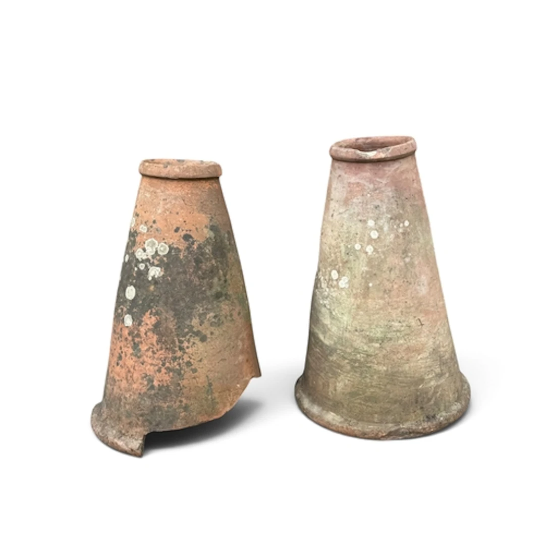 TWO 19TH CENTURY TERRACOTTA RHUBARB FORCERS 65cm high...