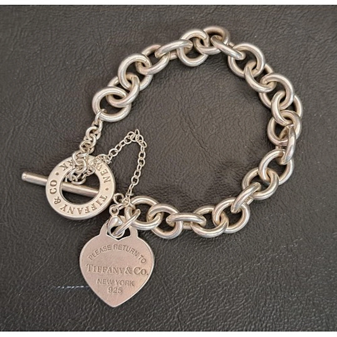 TIFFANY AND CO. RETURN TO TIFFANY HEART TAG TOGGLE SILVER BR...