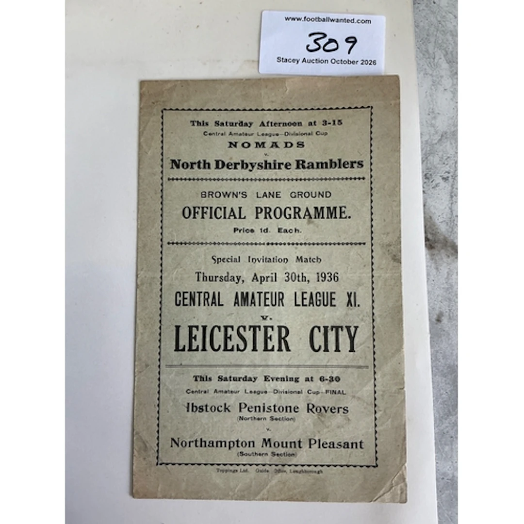 35/36 League X1 v Leicester City Football Programme: Central...