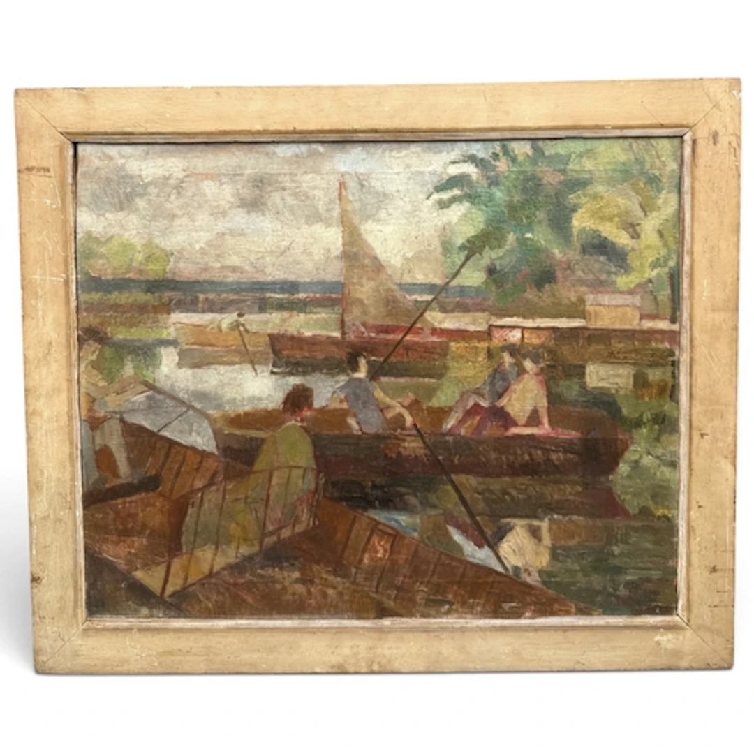 COLIN HUGHES (BRITISH, 20TH CENTURY): BOATS ON THE LAKE Oil ...