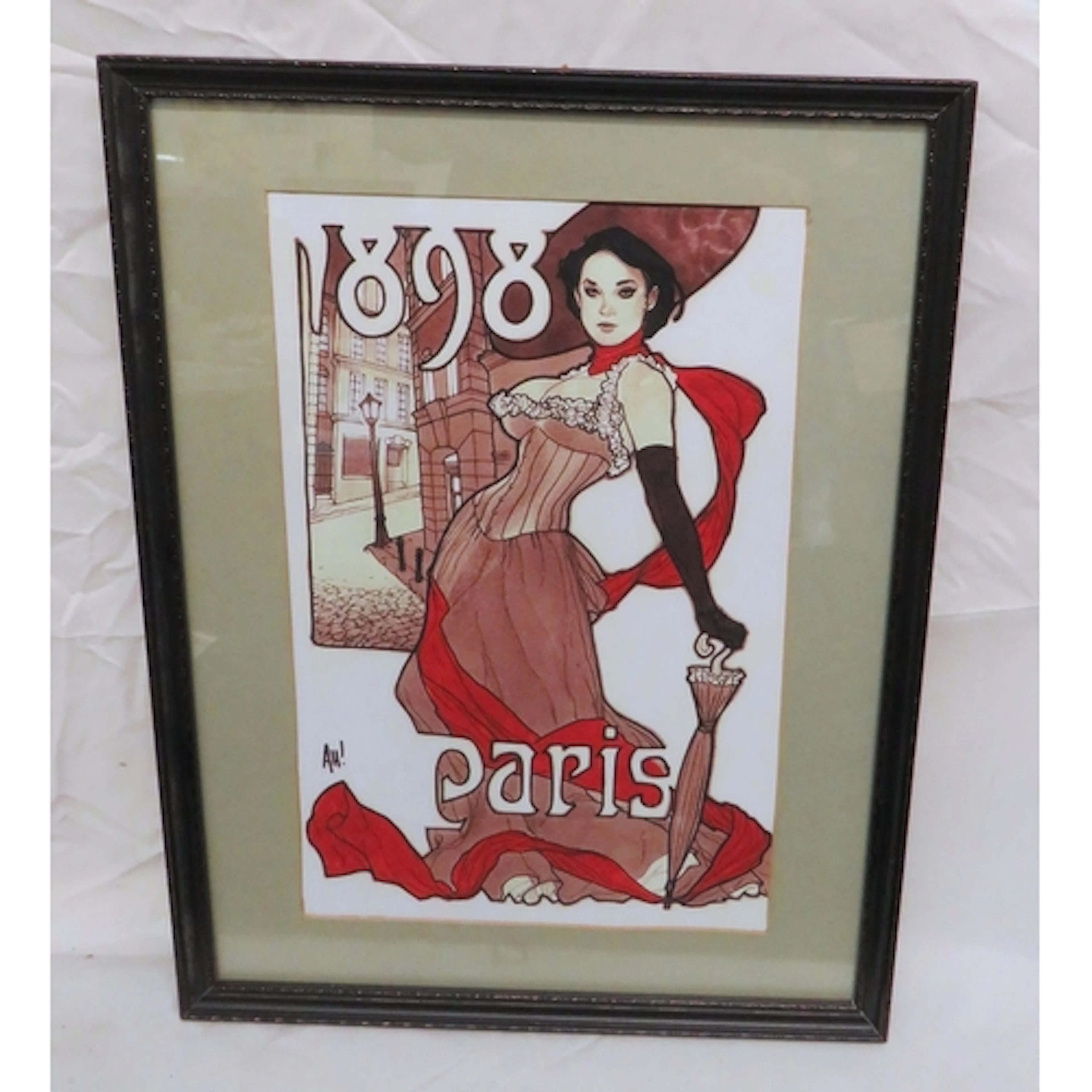 F/g Art Nouveau Style Print Paris 1898, 36cm x 27cm STAIRS