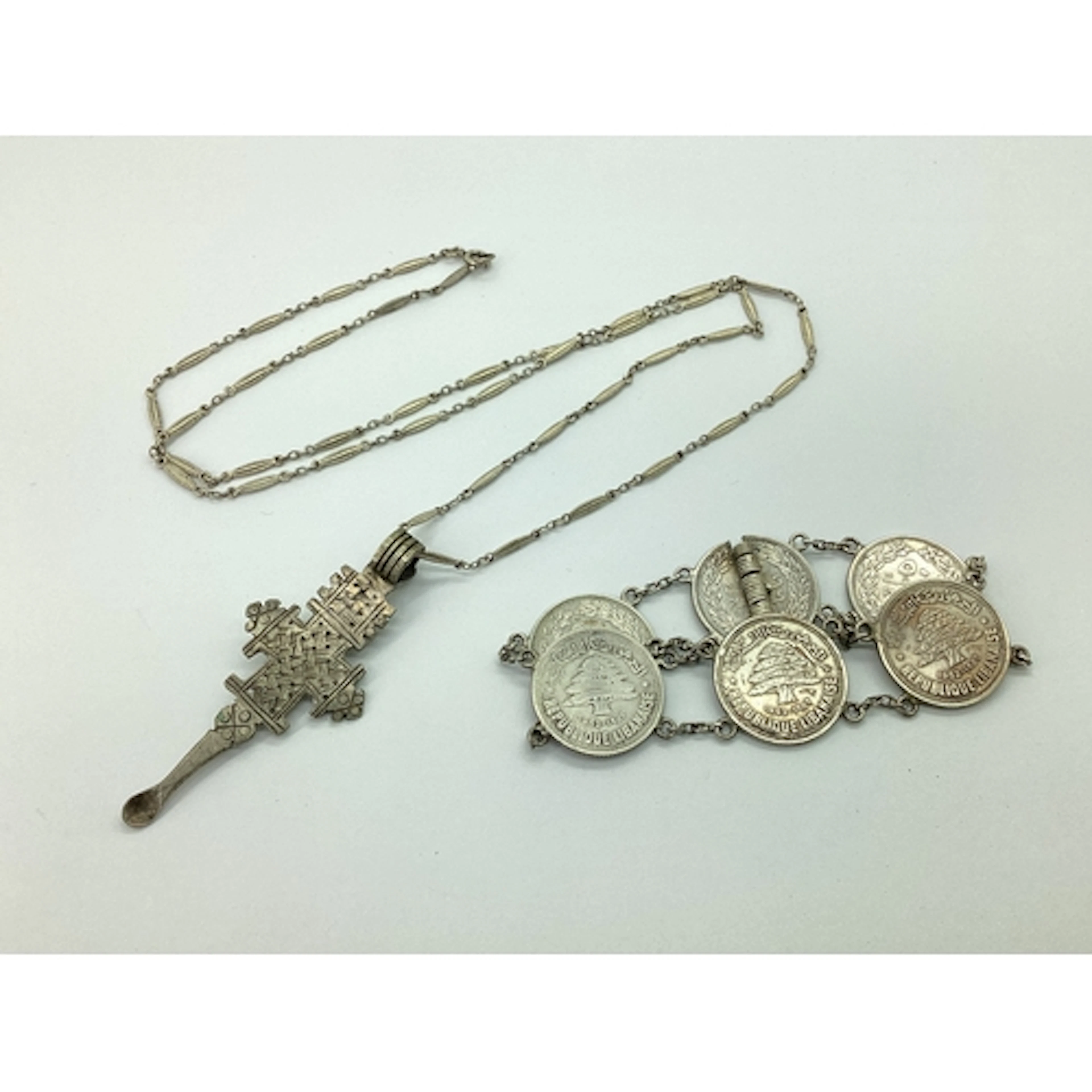 Vintage Lebanese 50 Piastres Coin Bracelet, togther with a f...