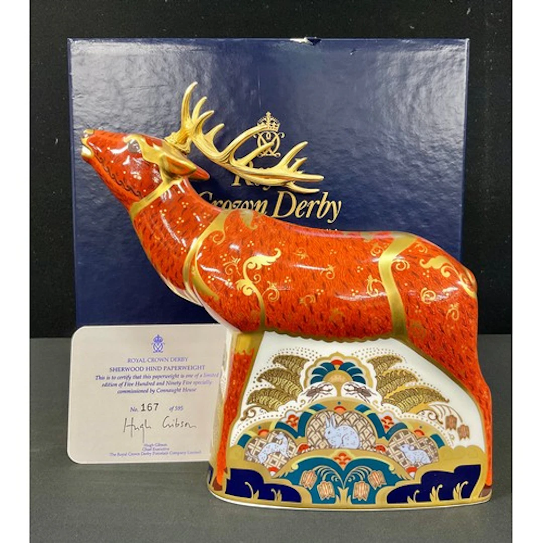 A Royal Crown Derby paperweight, Sherwood Stag, commissioned...