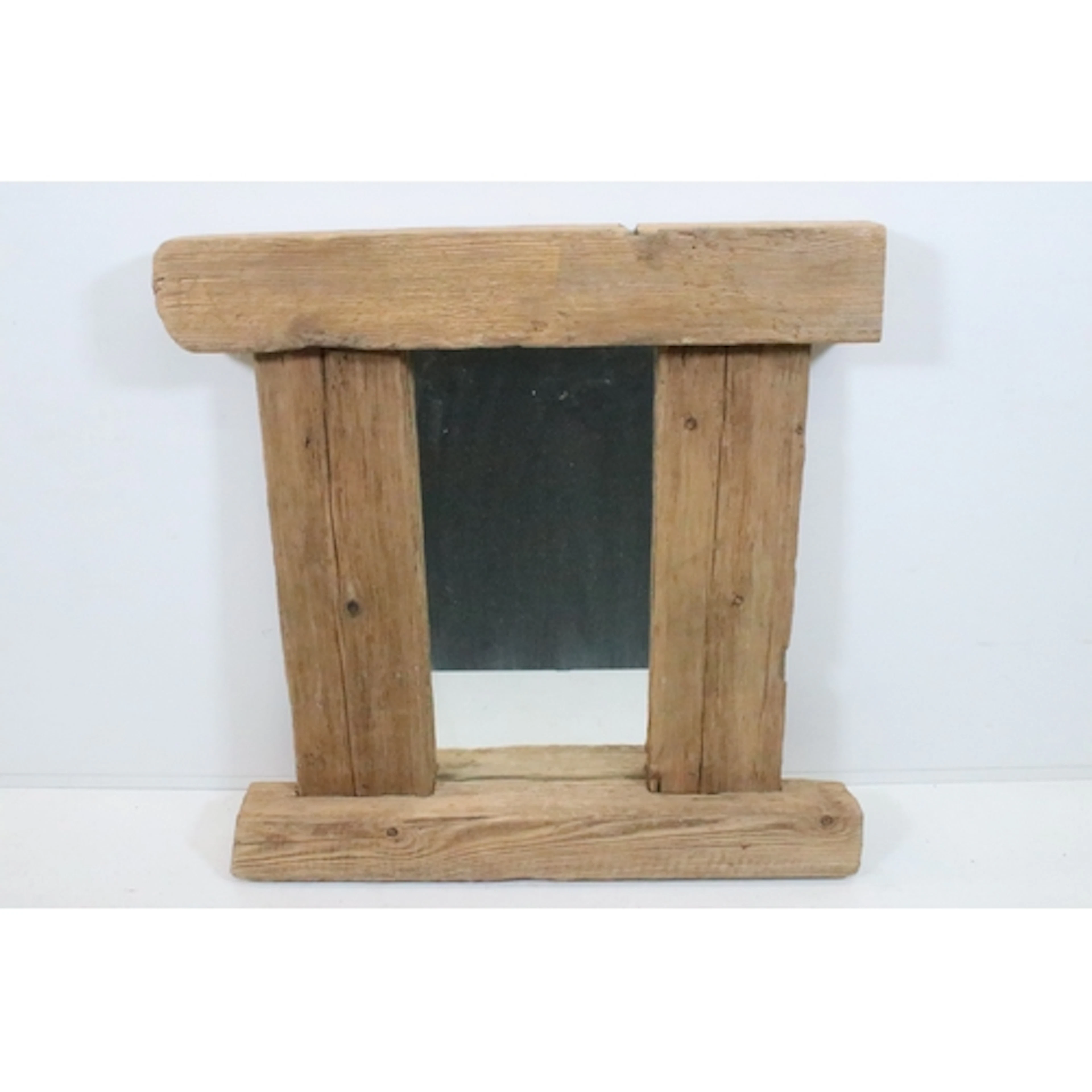 Contemporary rustic style mirror, having repurposed wooden f...