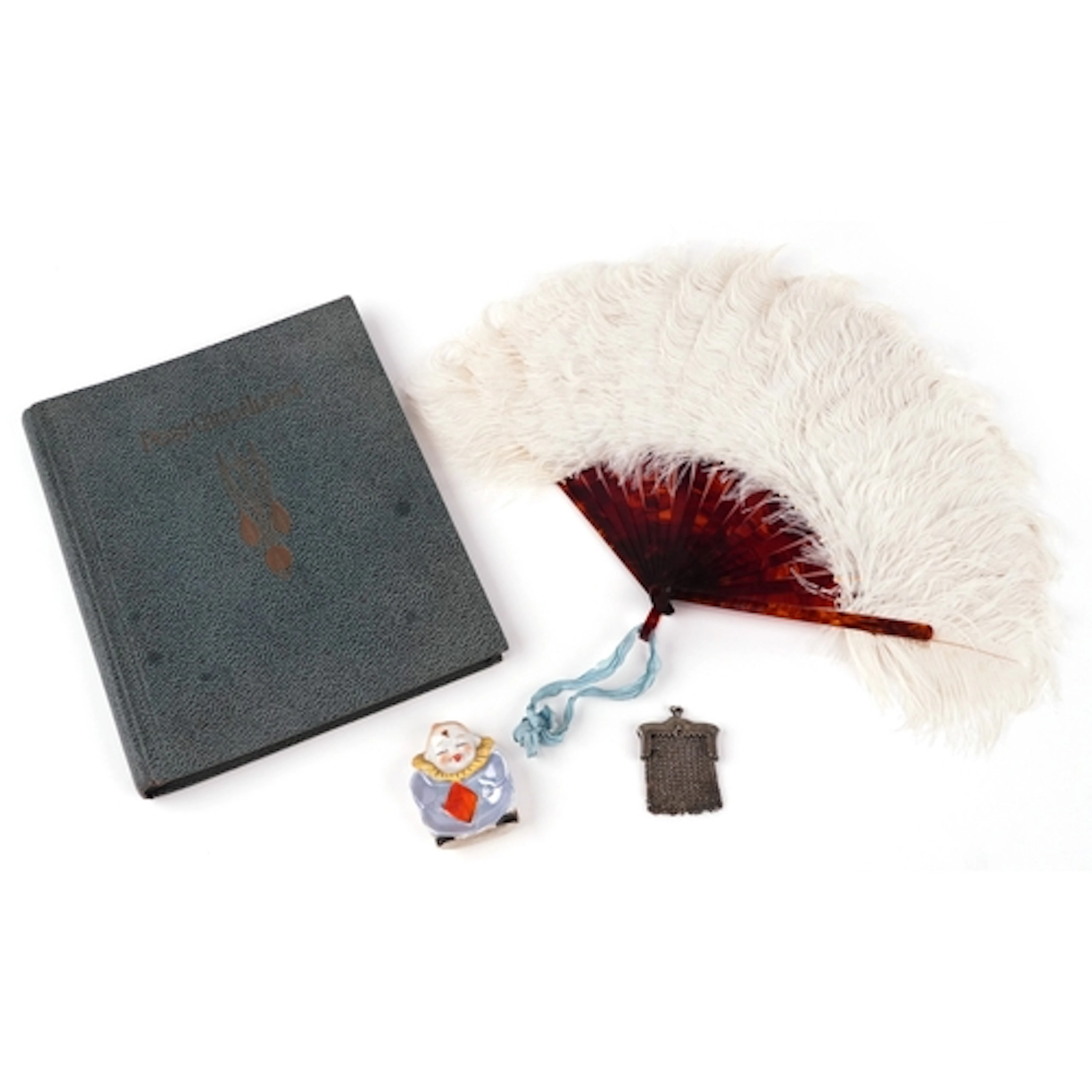 Antique and later sundry items comprising an ostrich feather...