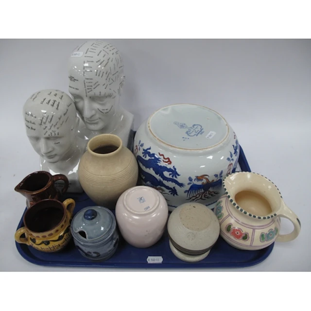 Ceramics, including two L.N. Fowler ceramic phrenology bust ...